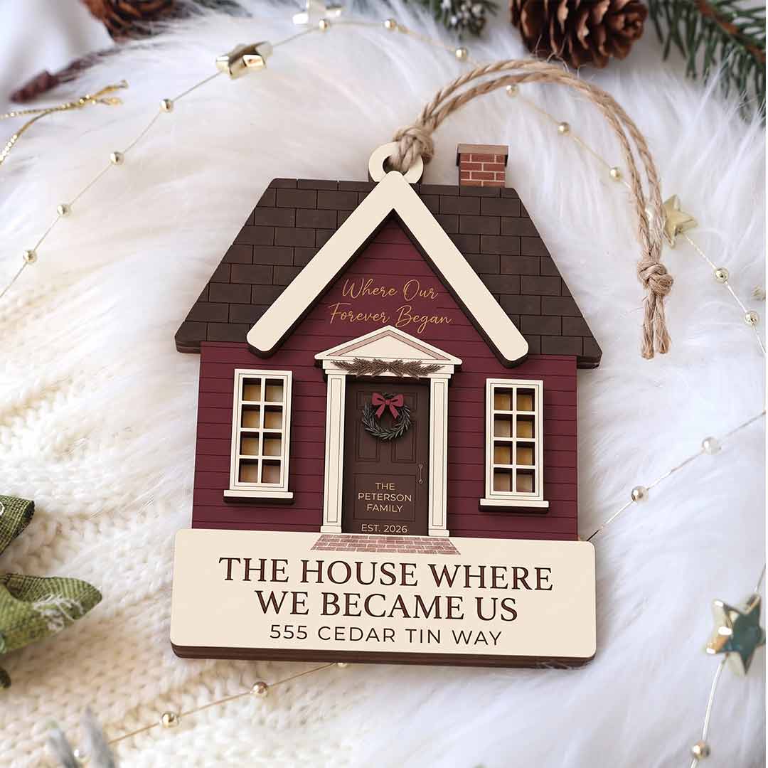 First Christmas in Our New Home Personalized New Home Custom Name Date Address Wooden Christmas