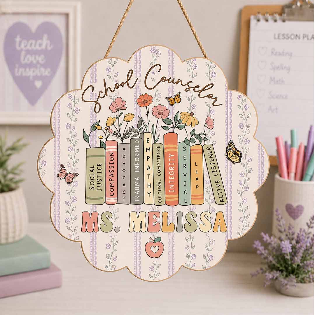 Personalized Teacher Name Wooden Sign Door Hanger Vintage Classroom Rules Wooden Sign Wooden Classroom Decor, Back to School Sign