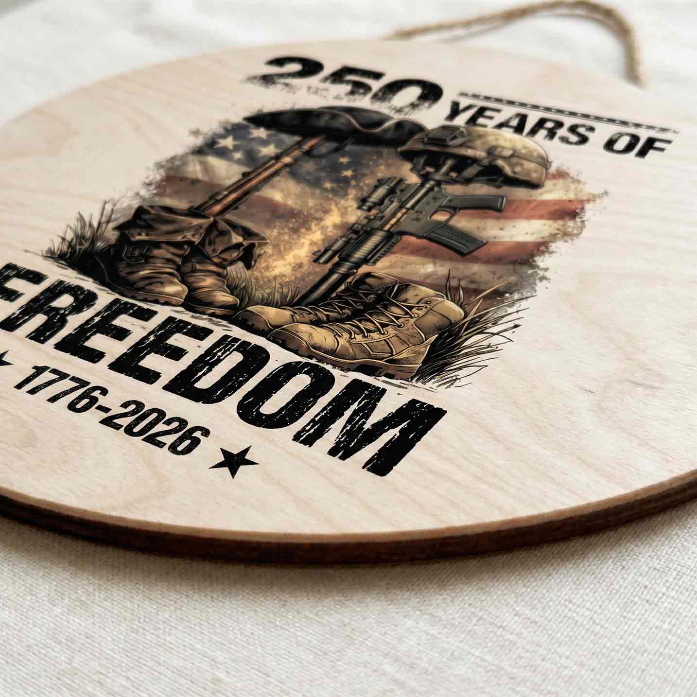 Patriotic America 250 Wooden Sign Military Freedom Memorial Decor
