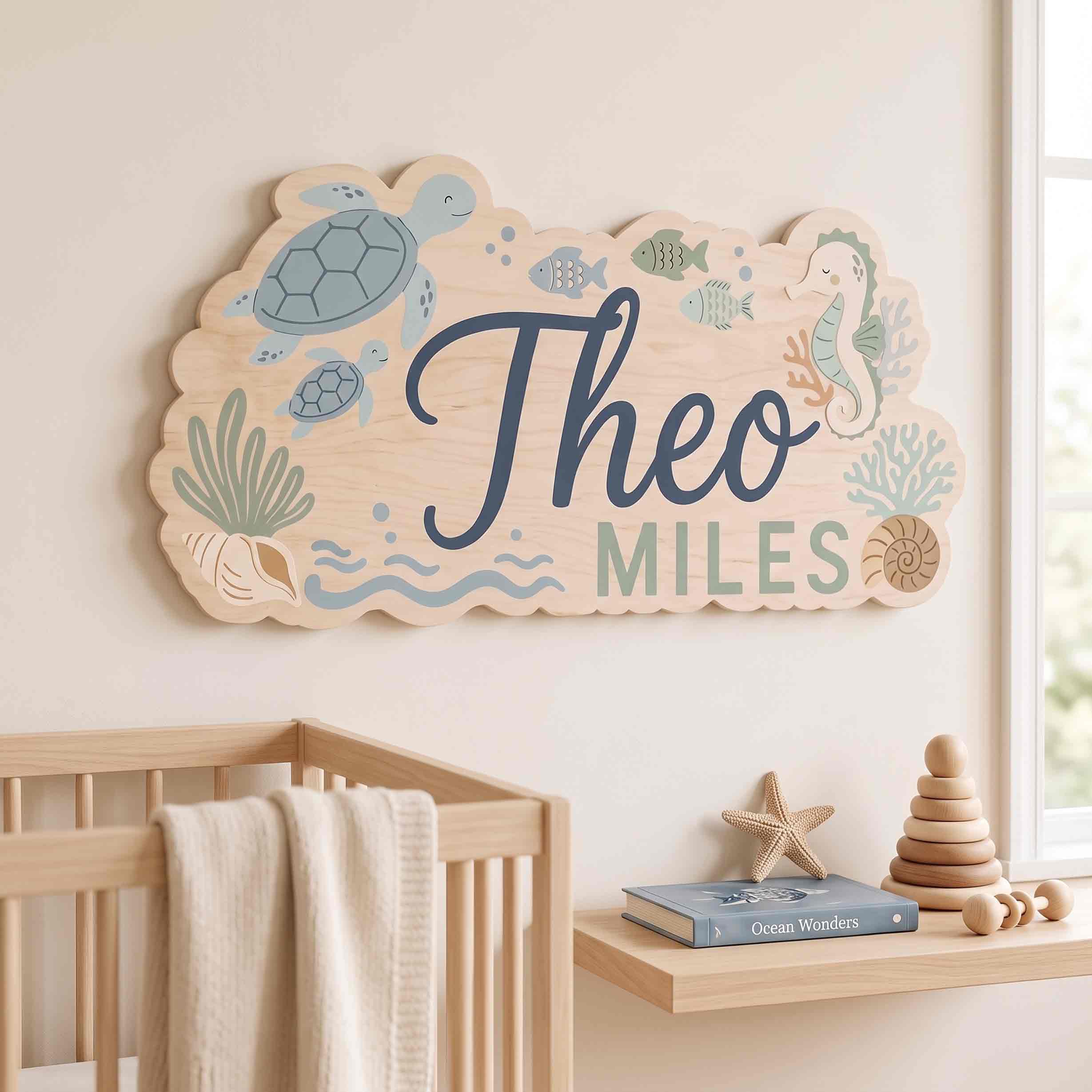 Personalized Ocean Name Wooden Sign