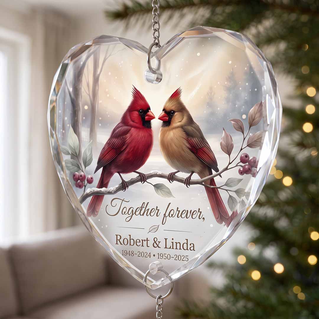 Heart Glass Ornament With Crystal Charm