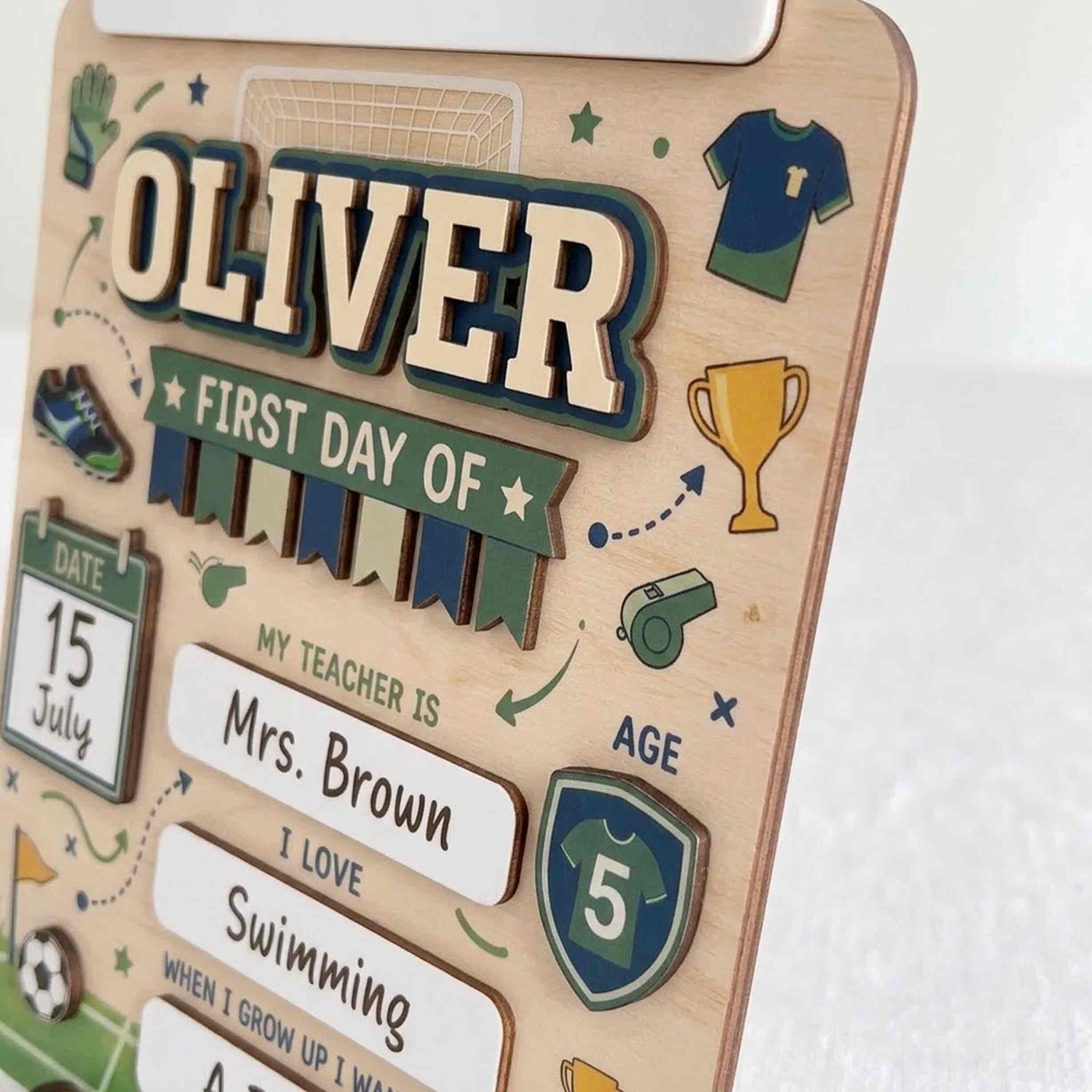 Personalized Green Soccer Theme First & Last Day School Sign, Reusable Dry Erase Board, Back to School Sign