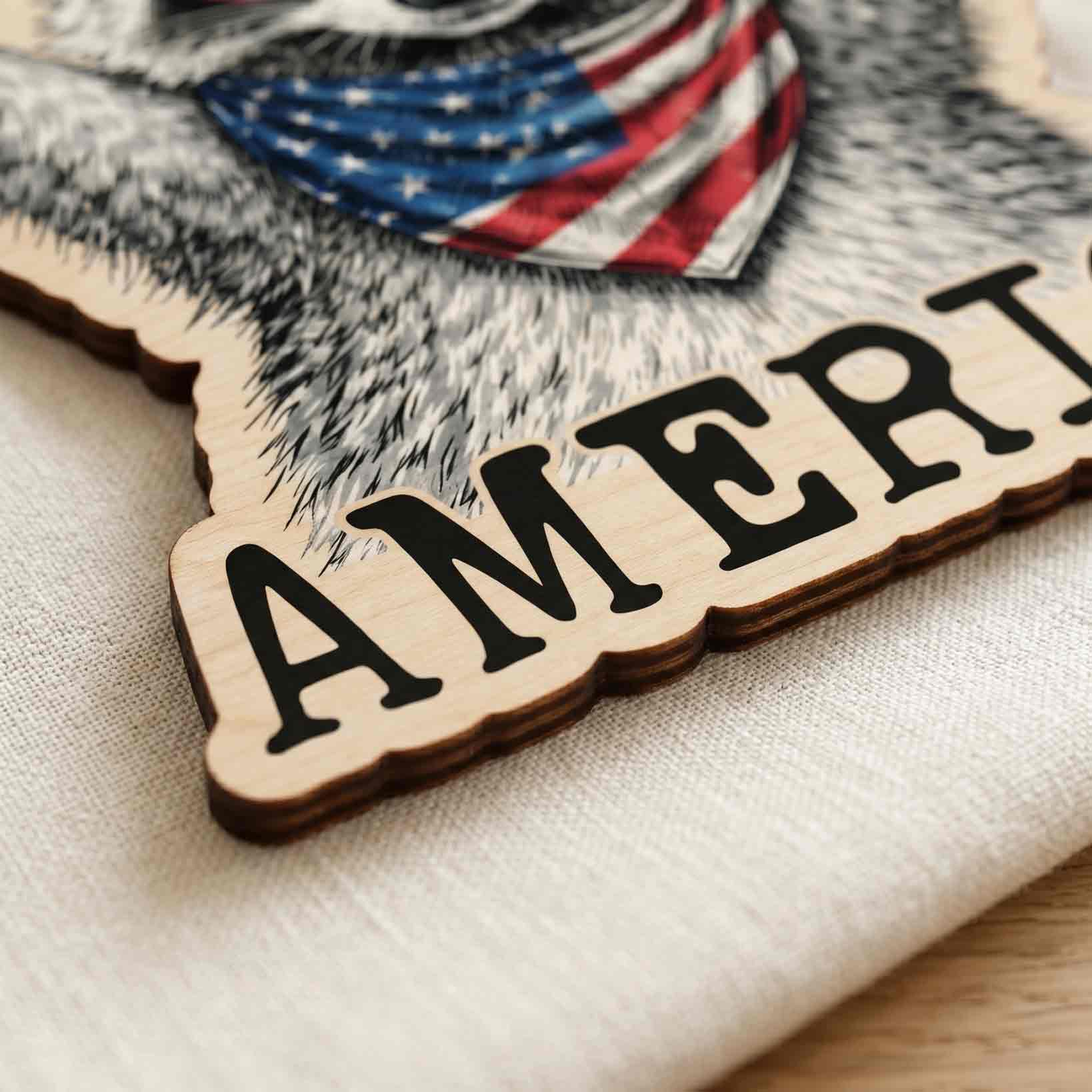 Funny 4th of July Raccoon Wooden Sign Patriotic Decor