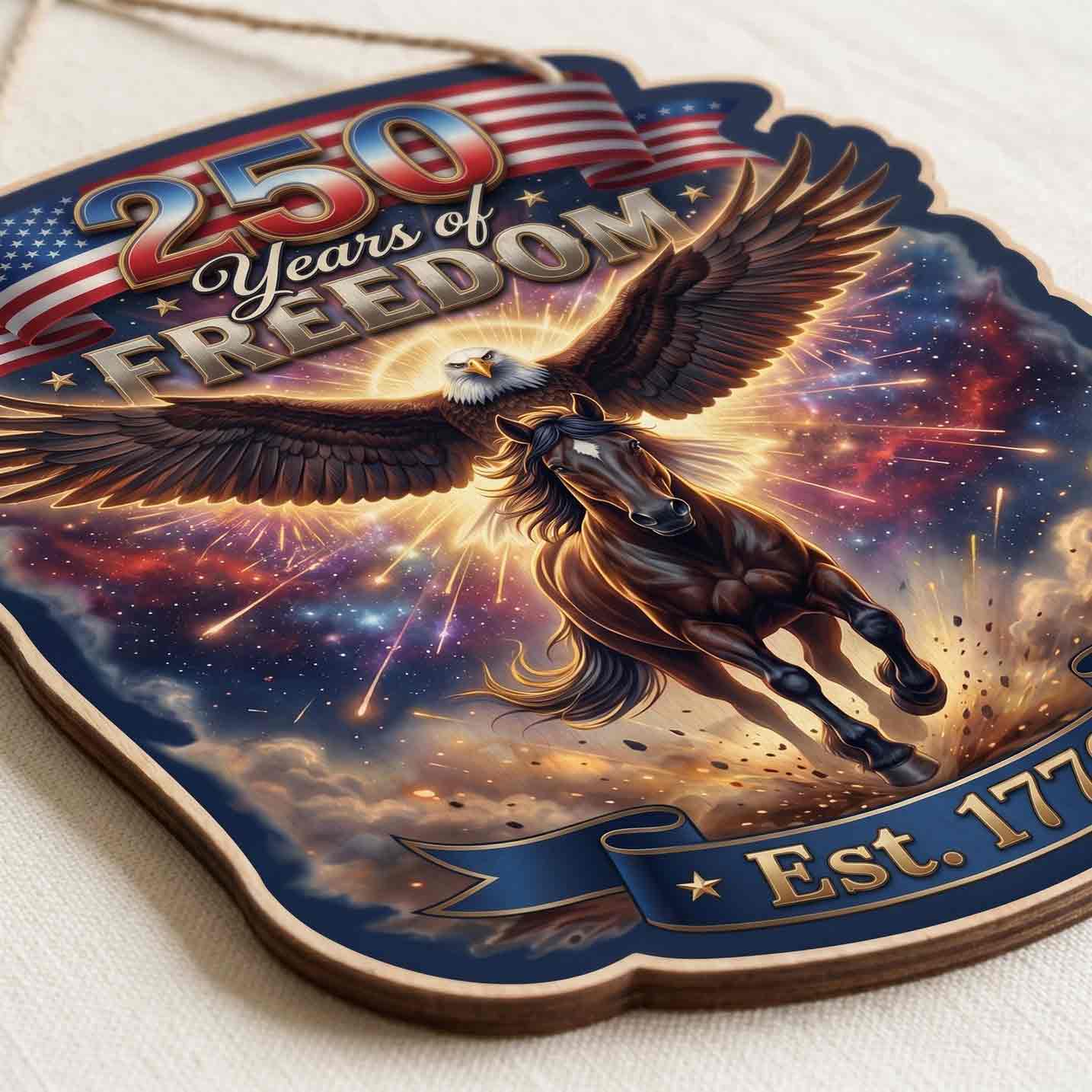 America 250th Anniversary Wooden Sign Western Freedom Decor