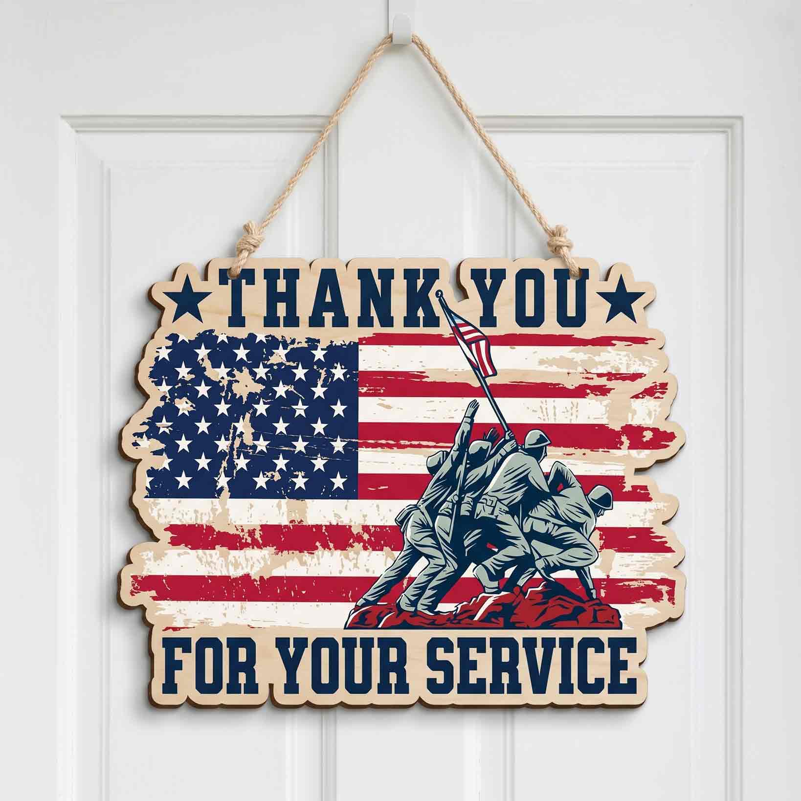 Thank You For Your Service Wooden Sign Patriotic Veteran Decor
