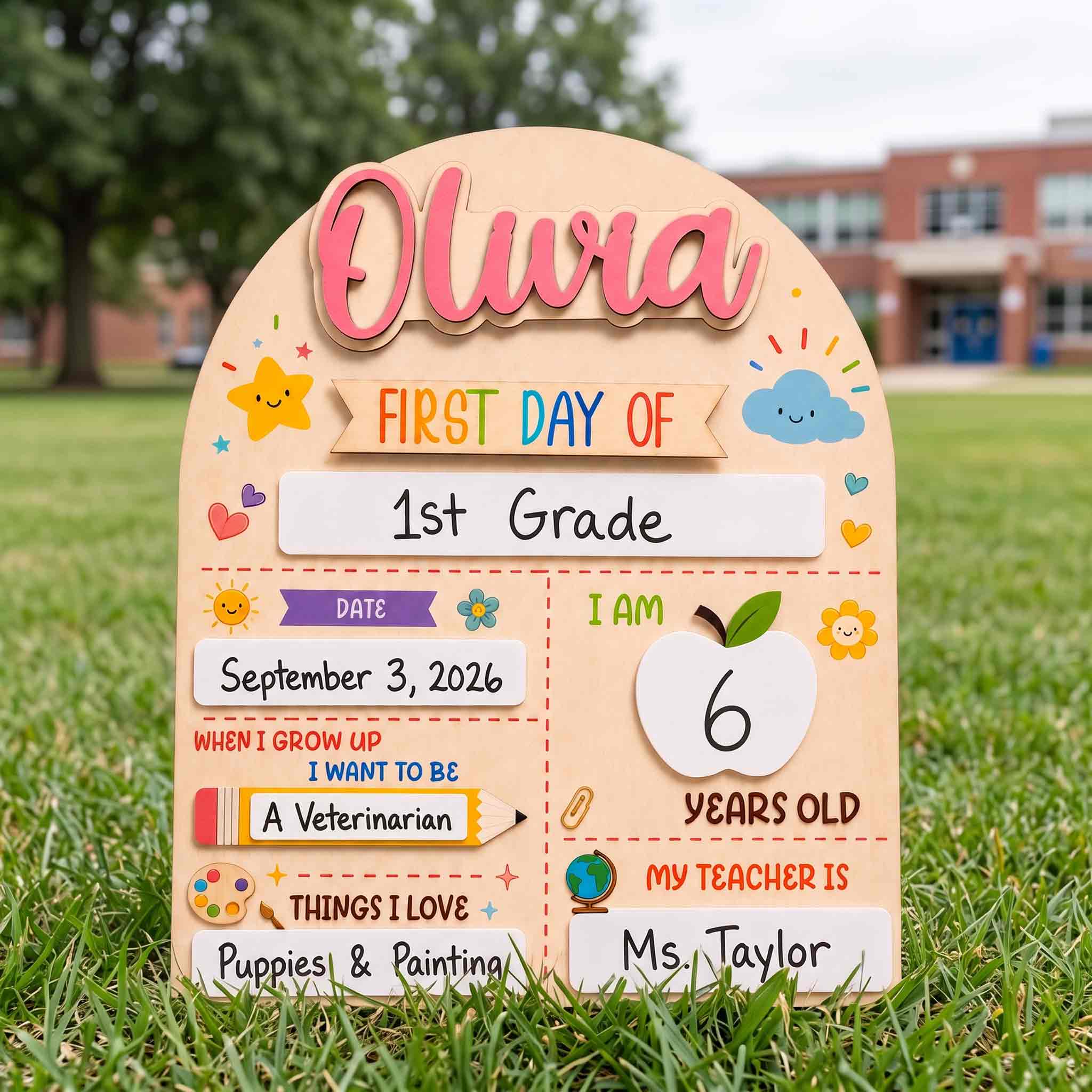 Personalized Happy Classroom First & Last Day School Board, Reusable Dry Erase Board, Back to School Sign