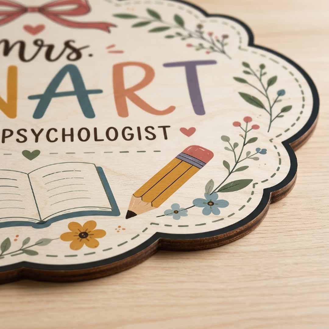 Personalized Teacher Name Wooden Sign Door Hanger Teacher Room Sign Wooden Classroom Decor, Back to School Sign