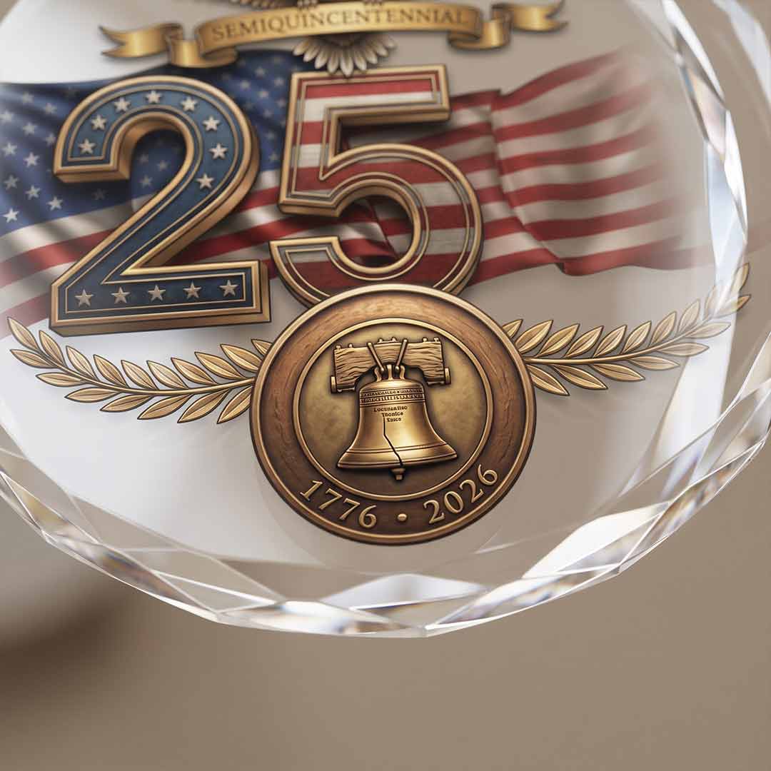 American Pride United States 250th Anniversary Patriotic Celebration Round Glass Christmas Ornament
