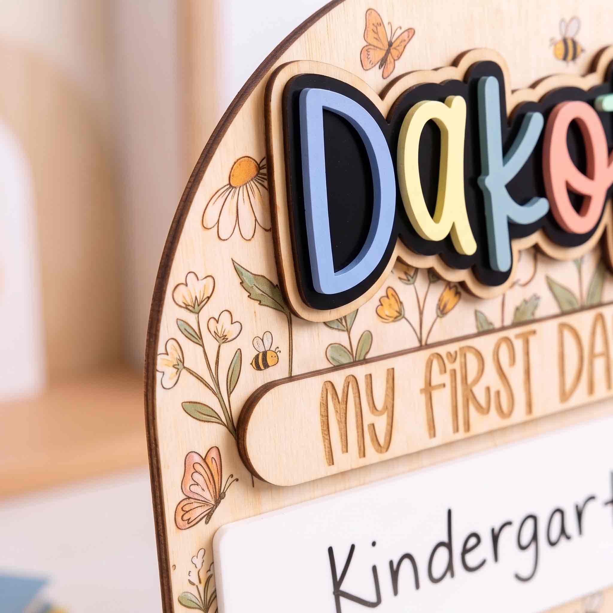Personalized Cottage Garden First & Last Day School Sign, Reusable Dry Erase Board, Back to School Sign
