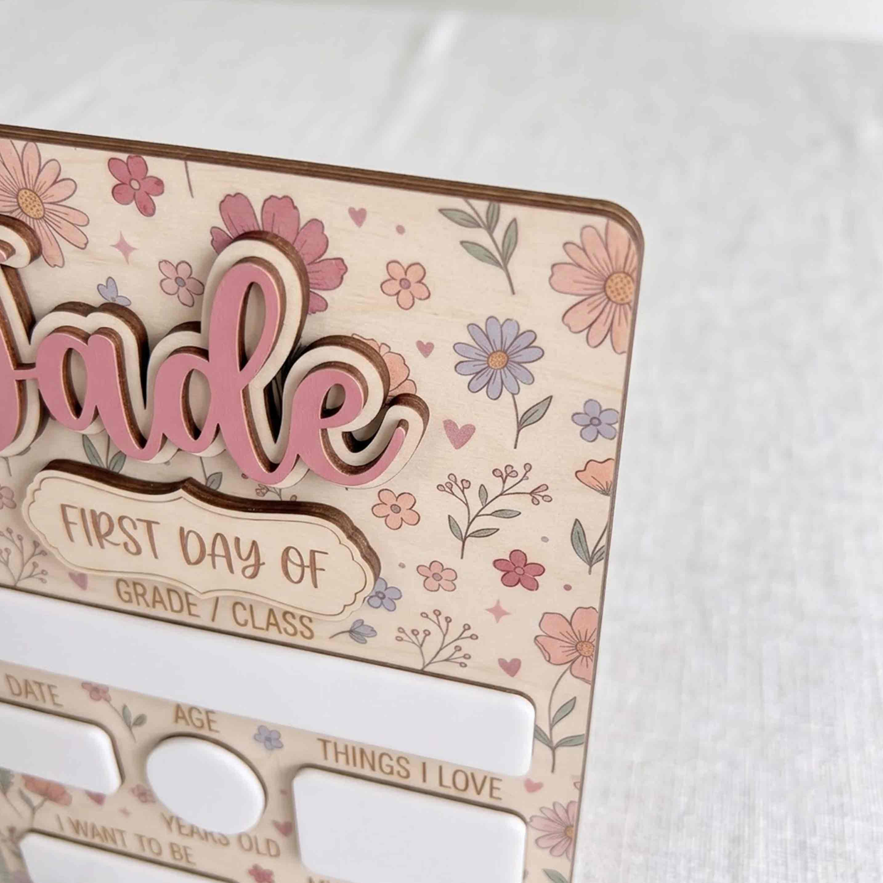Personalized Vintage Floral First & Last Day School Sign, Reusable Dry Erase Board, Back to School Sign