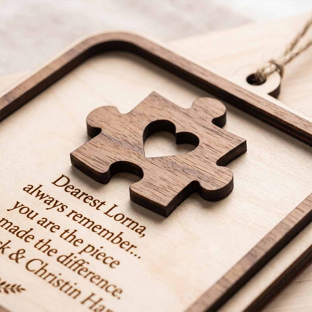 You Are The Piece That Made The Difference Personalized Custom Name Retirement 2 Layered Piece Wooden Christmas Ornament Retirement Keepsake