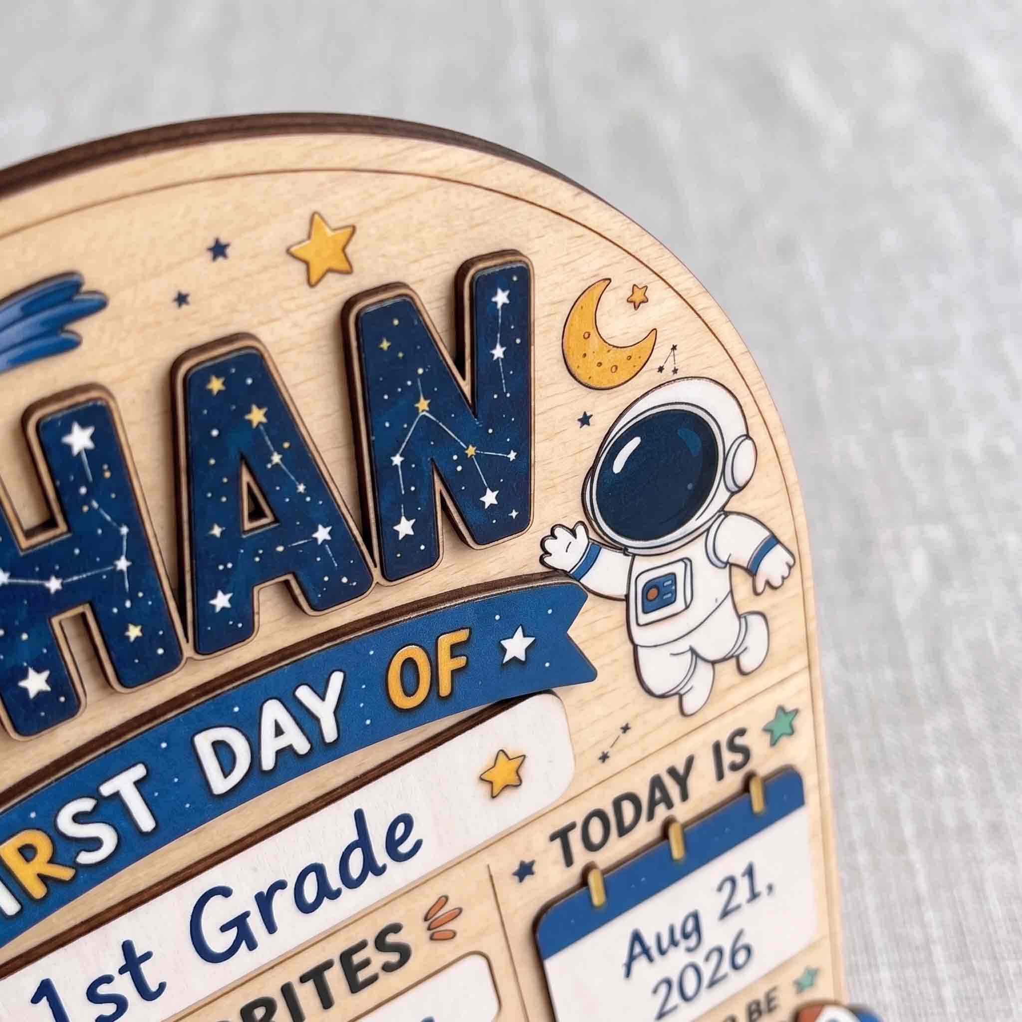 Personalized Outer Space First Day School Board, Reusable Dry Erase Board, Back to School Sign