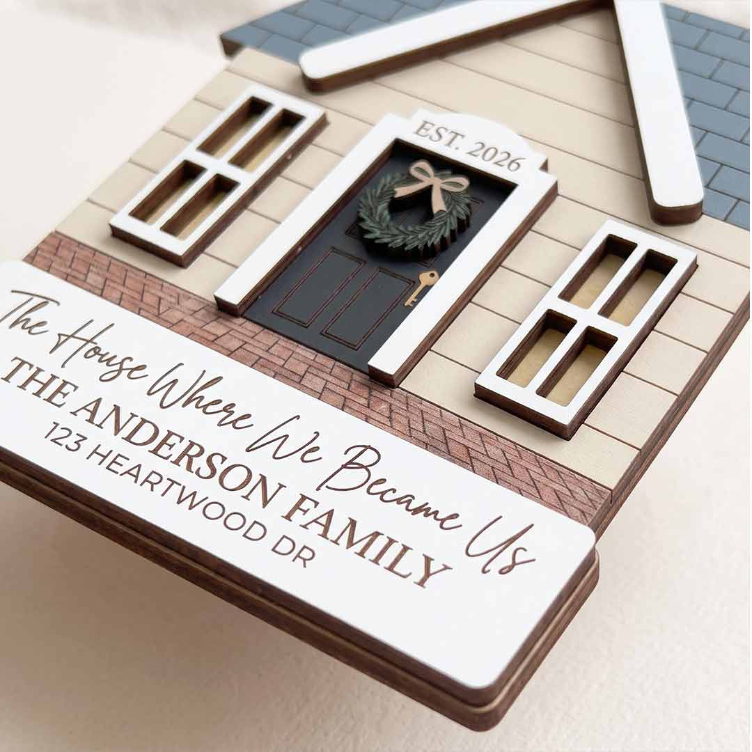 The House Where We Became Us Personalized New Home Custom Name Date Address Wooden Christmas Ornament