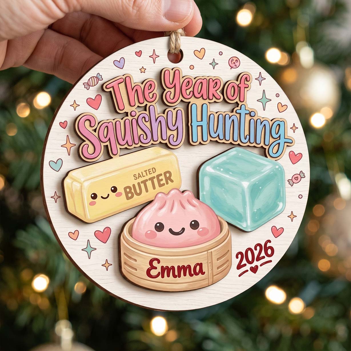 Classic Squishy Hunting Butter Ice Cube Custom Name Date Wooden Ornament Squishy