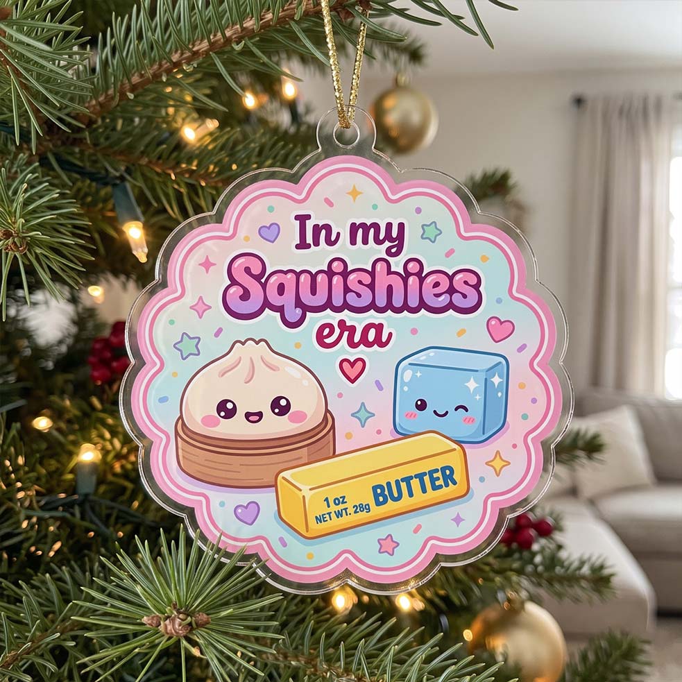 In My Squishies Era Pastel Friends Acrylic Christmas Ornament Cute