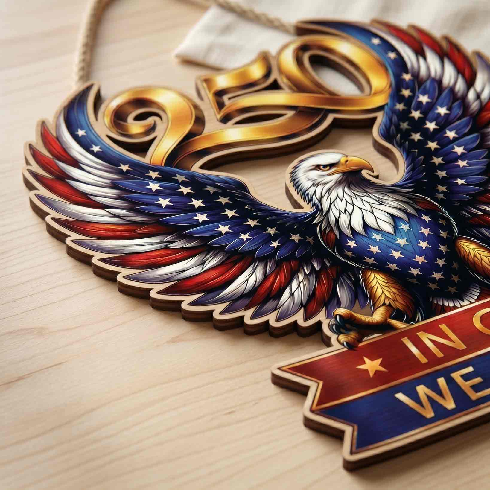 America 250th Anniversary Eagle Patriotic Wooden Sign