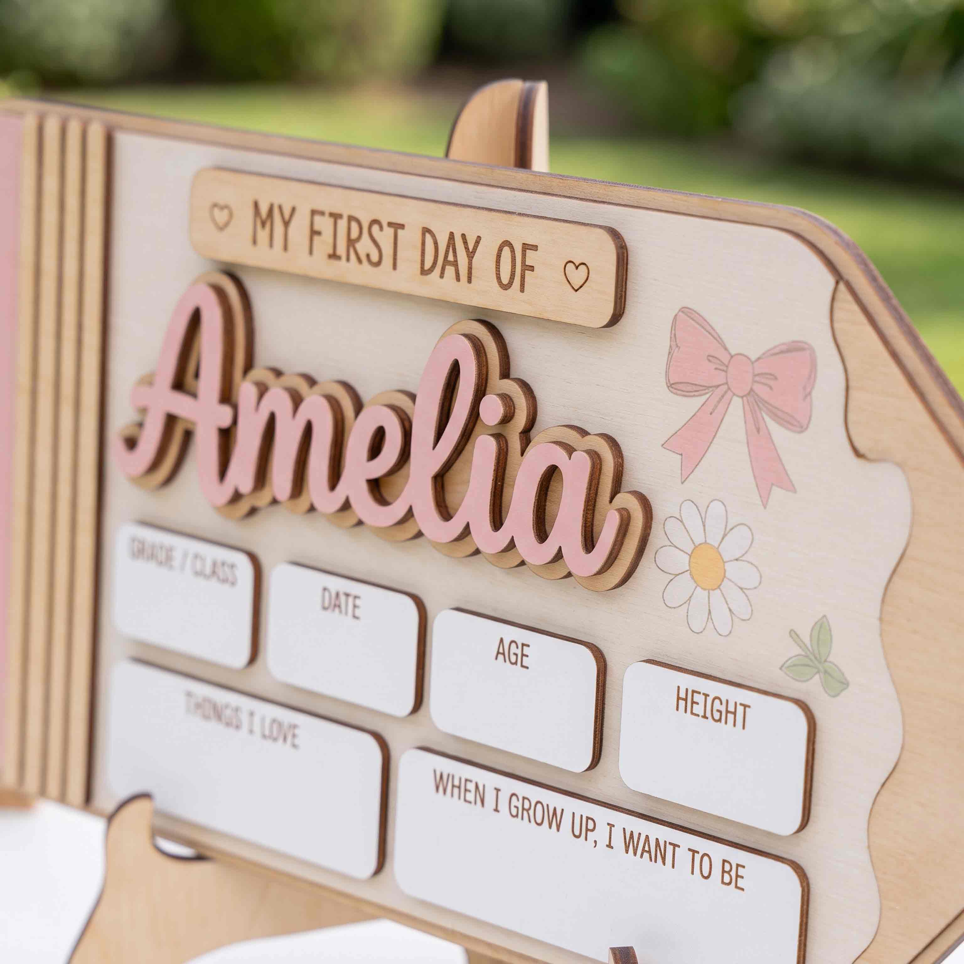 Personalized School Pencil Shape First & Last Day School Sign, Reusable Dry Erase Board, Back to School Sign