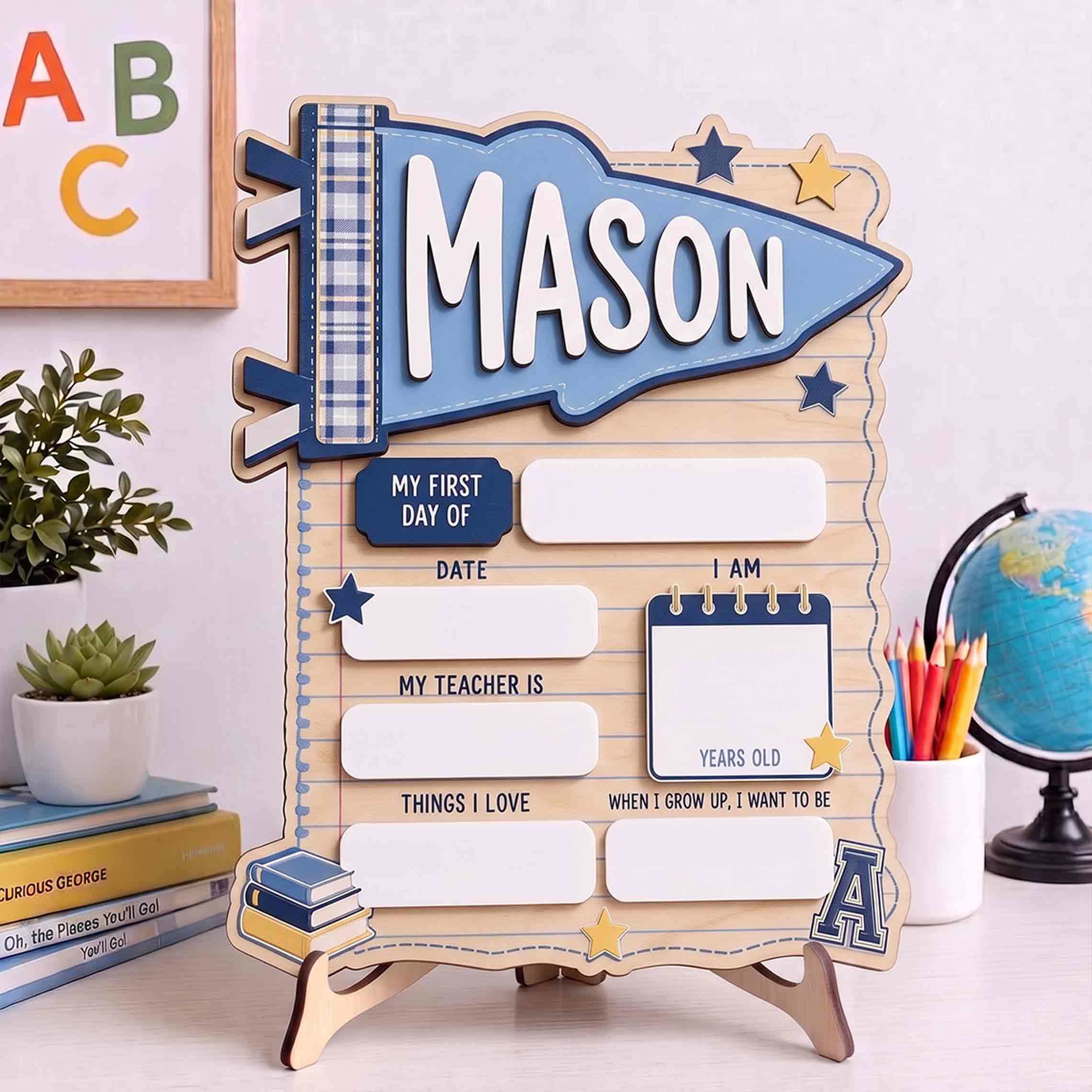 Personalized School Spirit Theme First & Last Day School Sign, Reusable Dry Erase Board, Back to School Sign