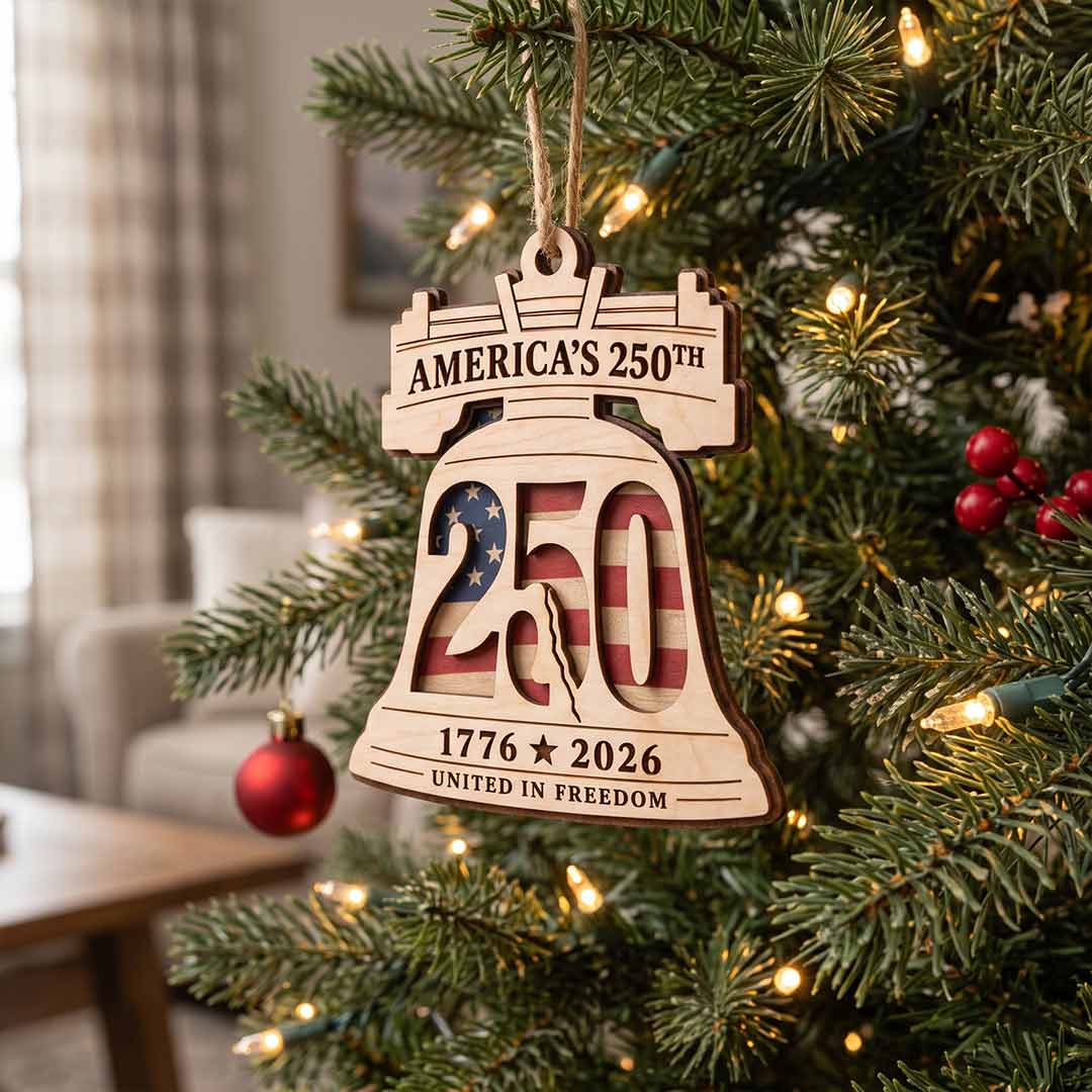 America's 250th Liberty Bell Patriotic 2-Layer Wooden Christmas Ornament for USA 250th Anniversary Gift