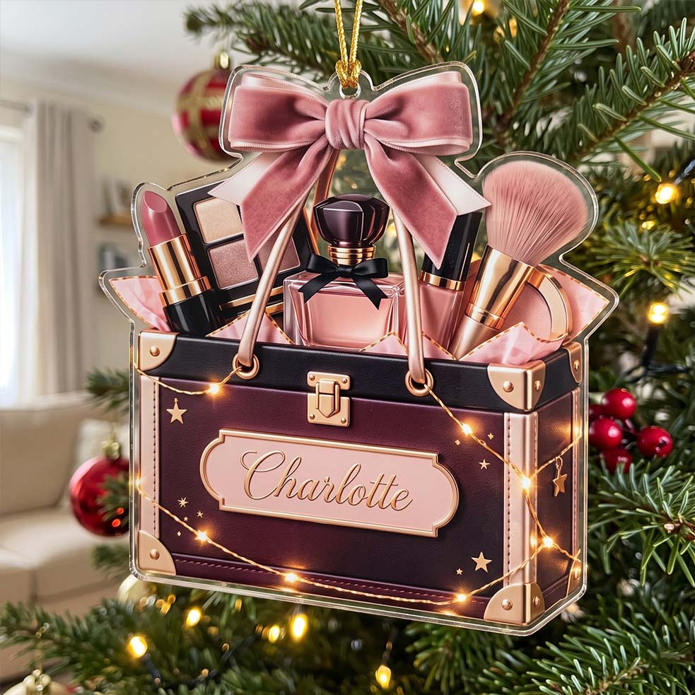 Makeup Vanity Trunk Lipstick Brush Custom Name Acrylic Christmas Ornament Beauty Artist