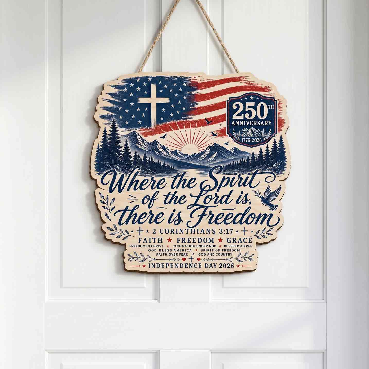 Where the Spirit of the Lord is There is Freedom 250th Anniversary Wooden Sign