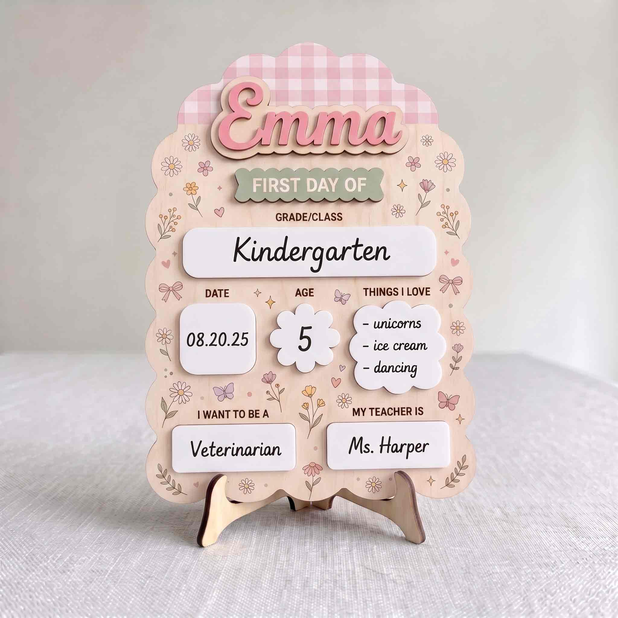 Personalized Sweet Meadow Flowers First & Last Day School Sign, Reusable Dry Erase Board, Back to School Sign