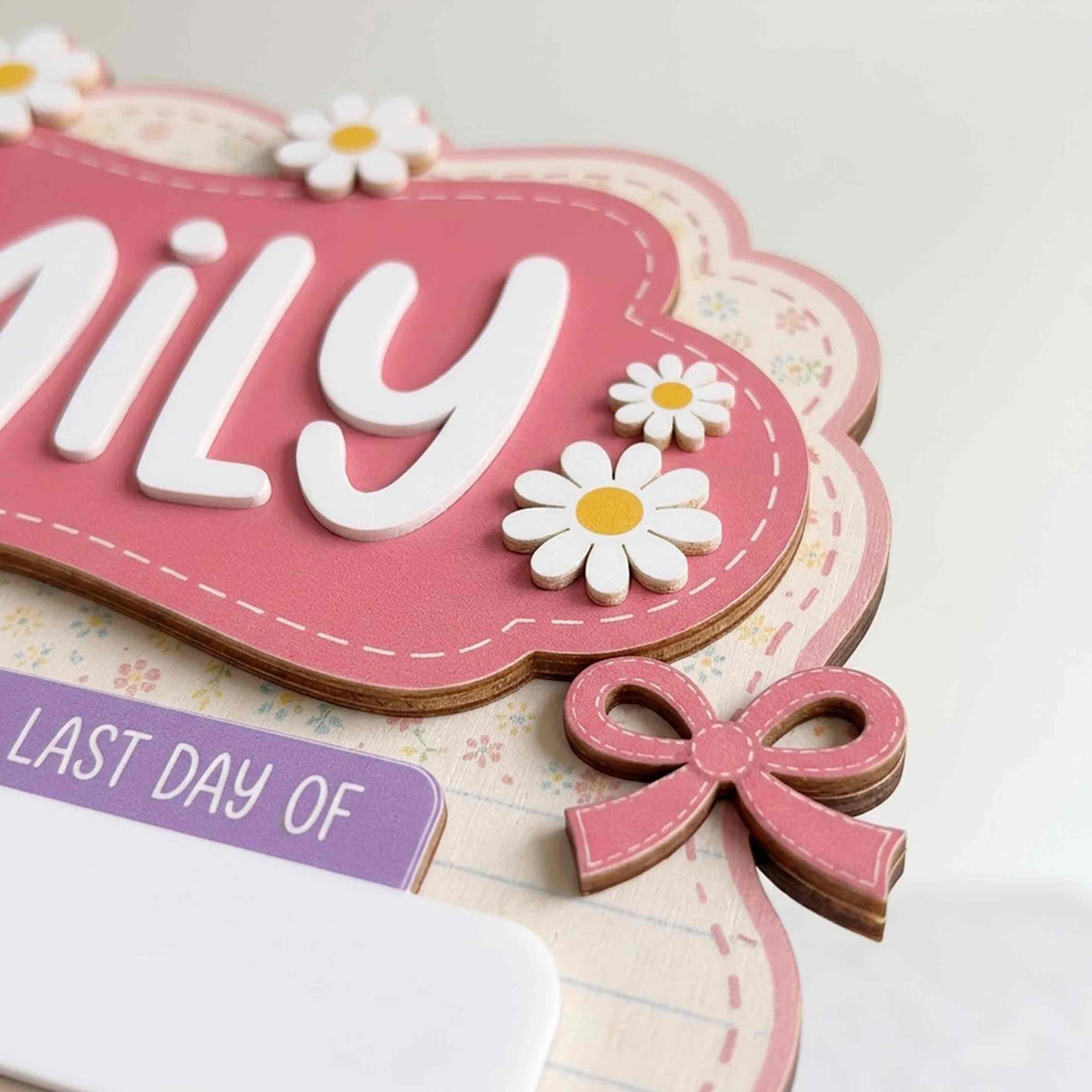 Personalized Pink Floral Notebook First & Last Day School Sign, Reusable Dry Erase Board, Back to School Sign