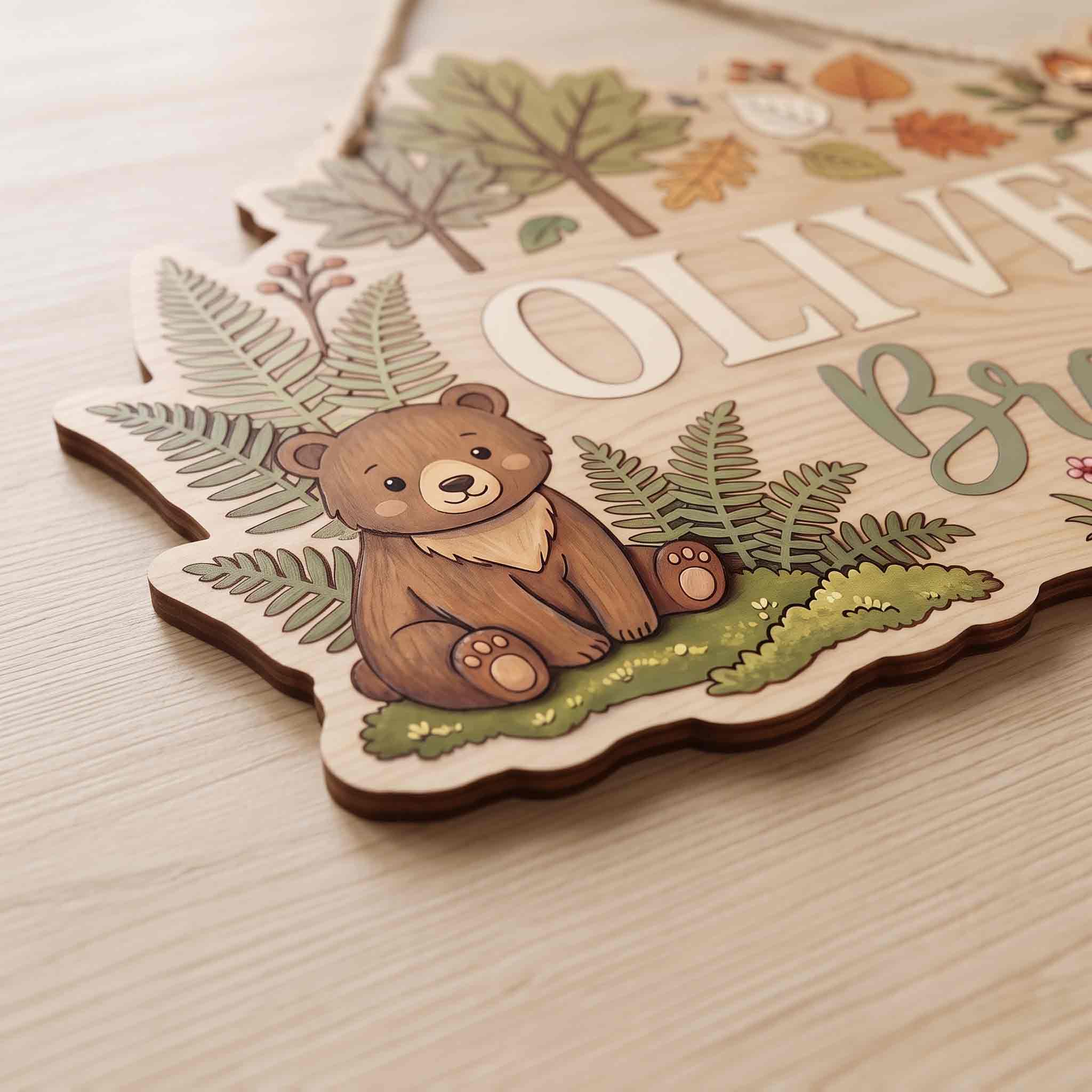 Personalized Forest Animals Baby Name Wooden Sign