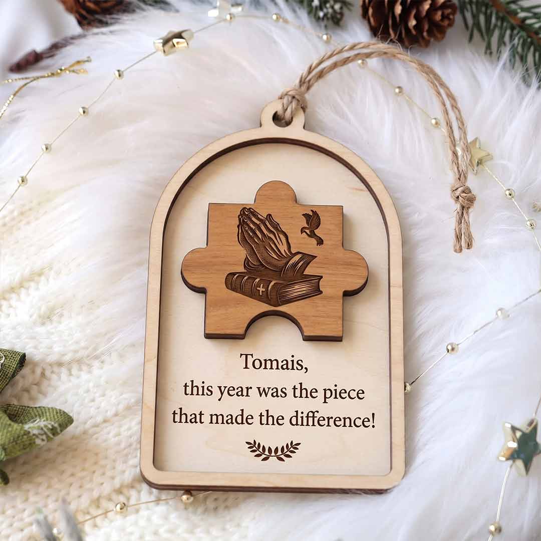 You Made The Difference Puzzle Piece Personalized Custom Name Message Retirement 2-Layer Wooden Christmas Ornament Appreciation Gift for Retirees