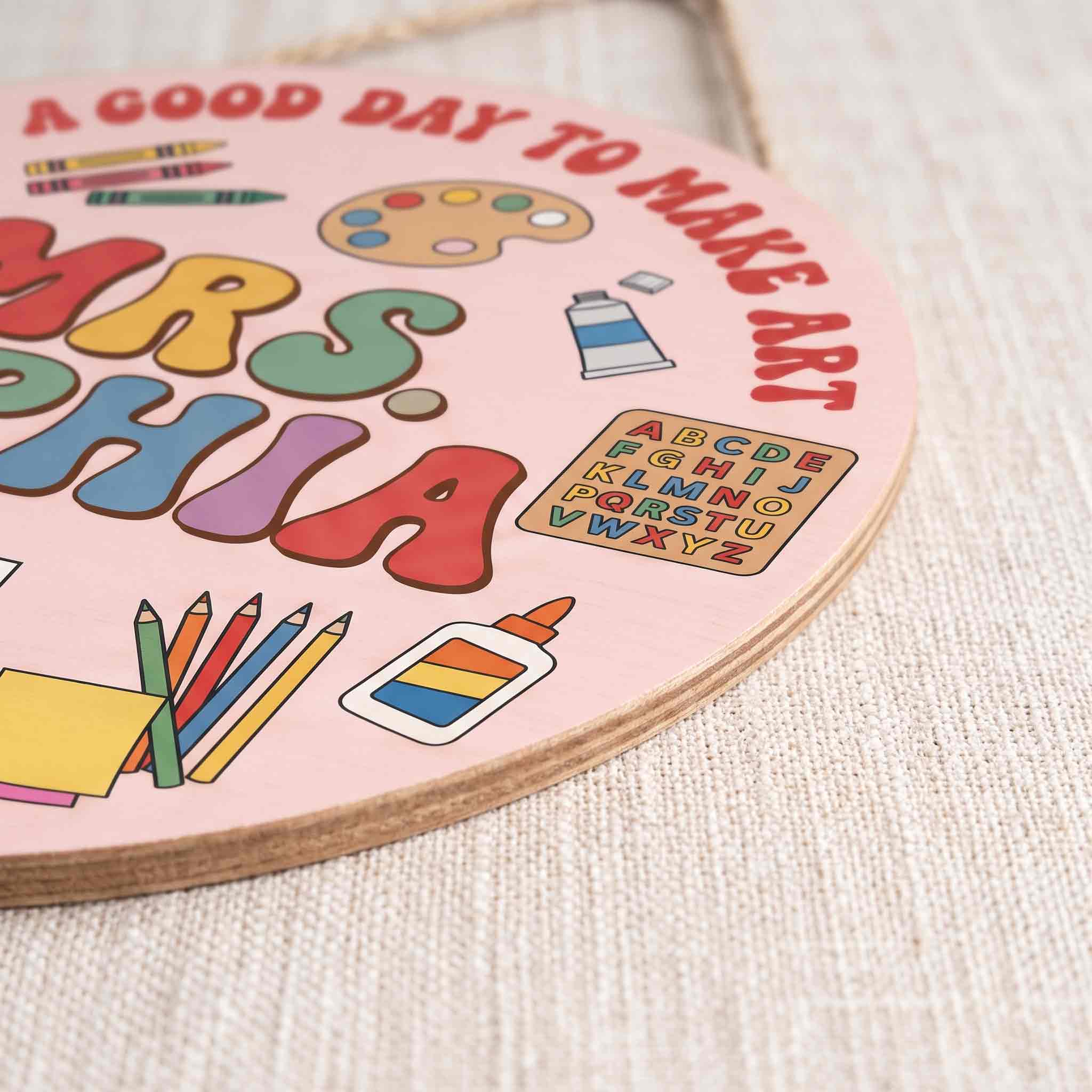 Personalized Art Teacher Classroom Wooden School Sign, Custom It's A Good Day To Make Art Teacher Door Hanger, Back to School Classroom Decor Gift