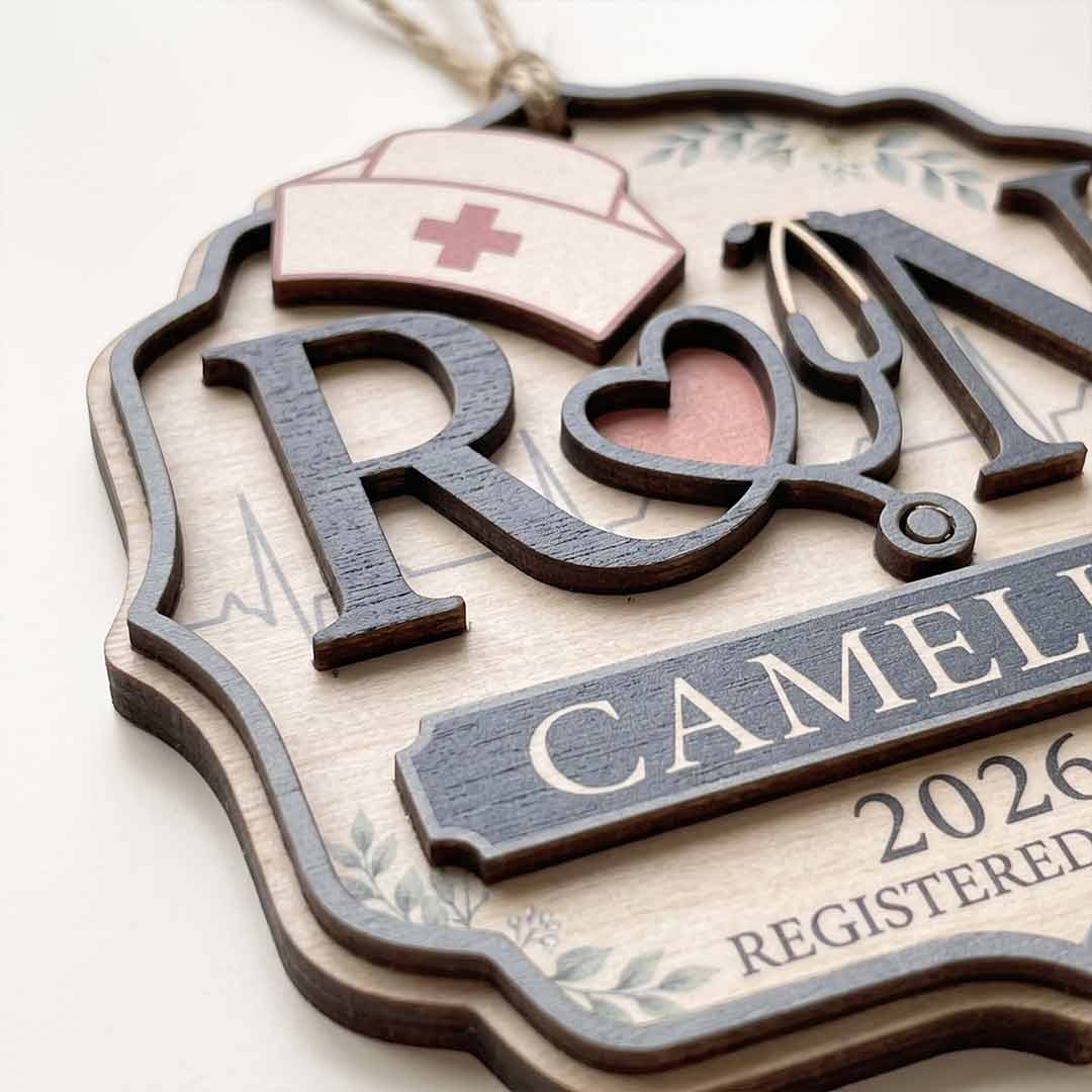 Registered Nurse Custom Name Nurse 2-Layer Wooden Ornament