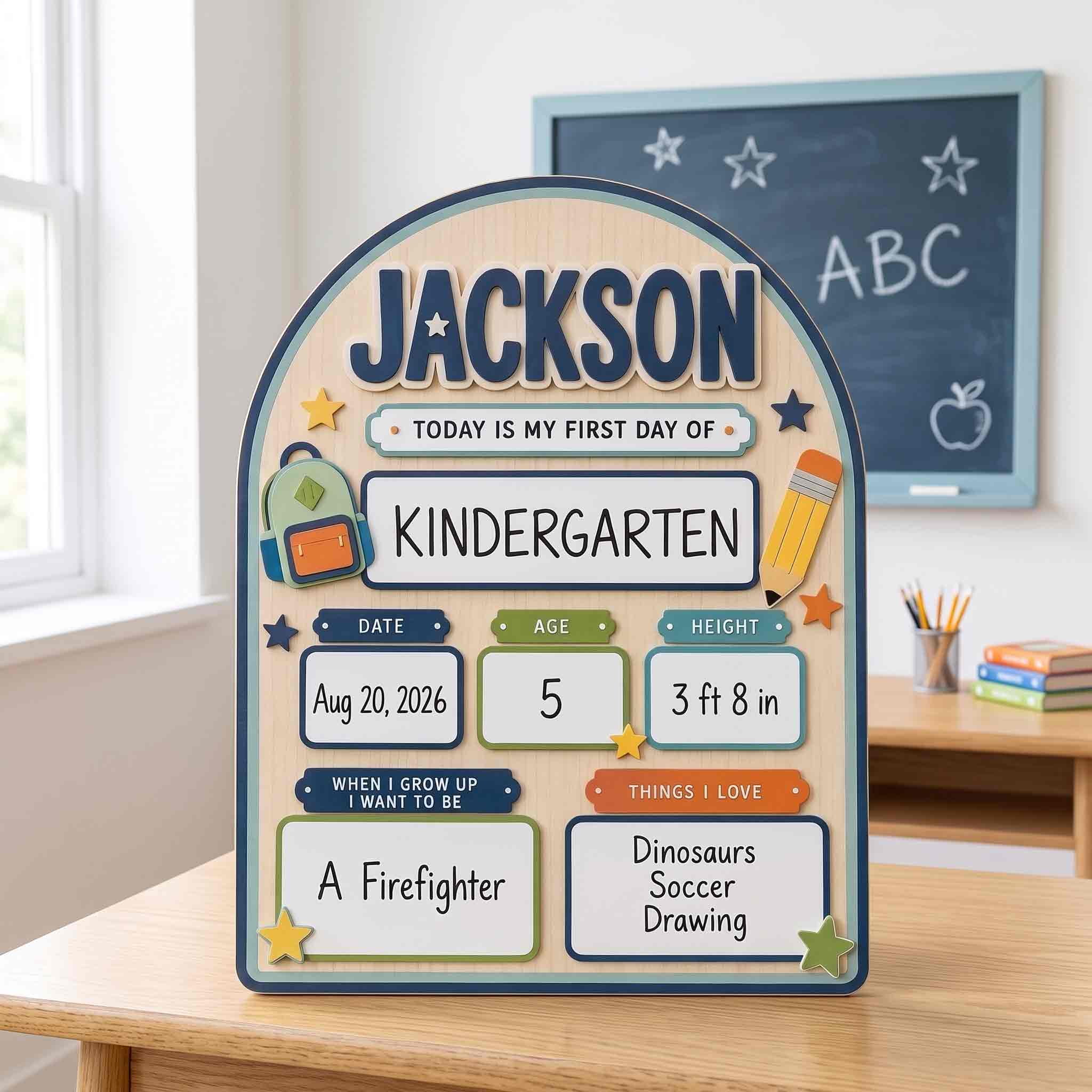Personalized Modern Classroom Style First & Last Day School Sign, Reusable Dry Erase Board, Back to School Sign