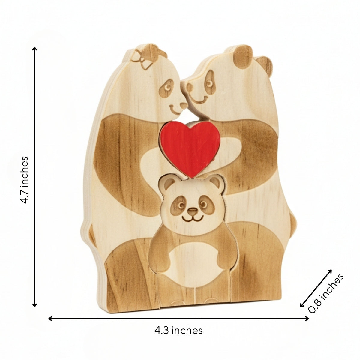 Personalized Panda Family 3 Puzzle Custom Wooden Puzzle