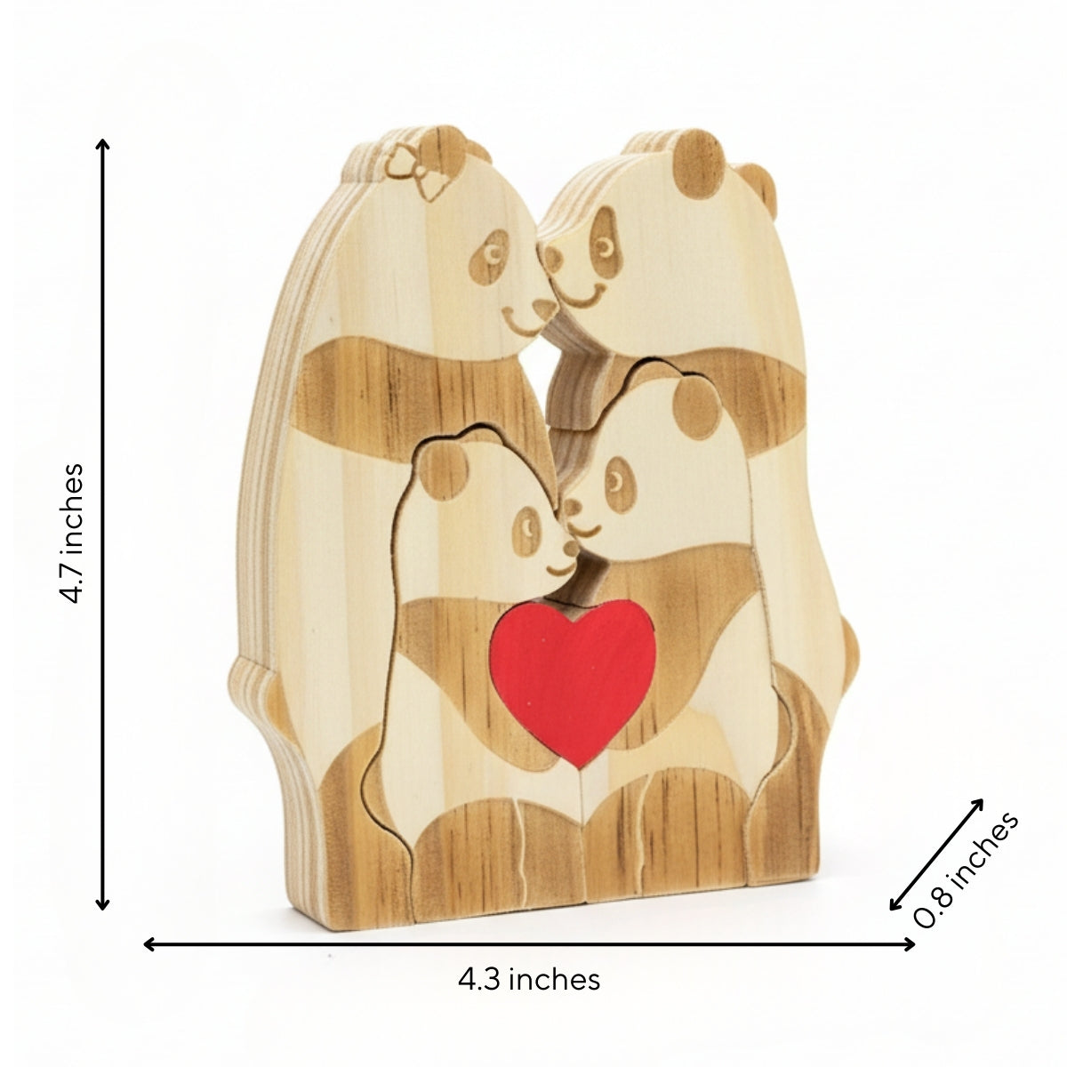 Personalized Panda Family 4 Puzzle Custom Wooden Puzzle