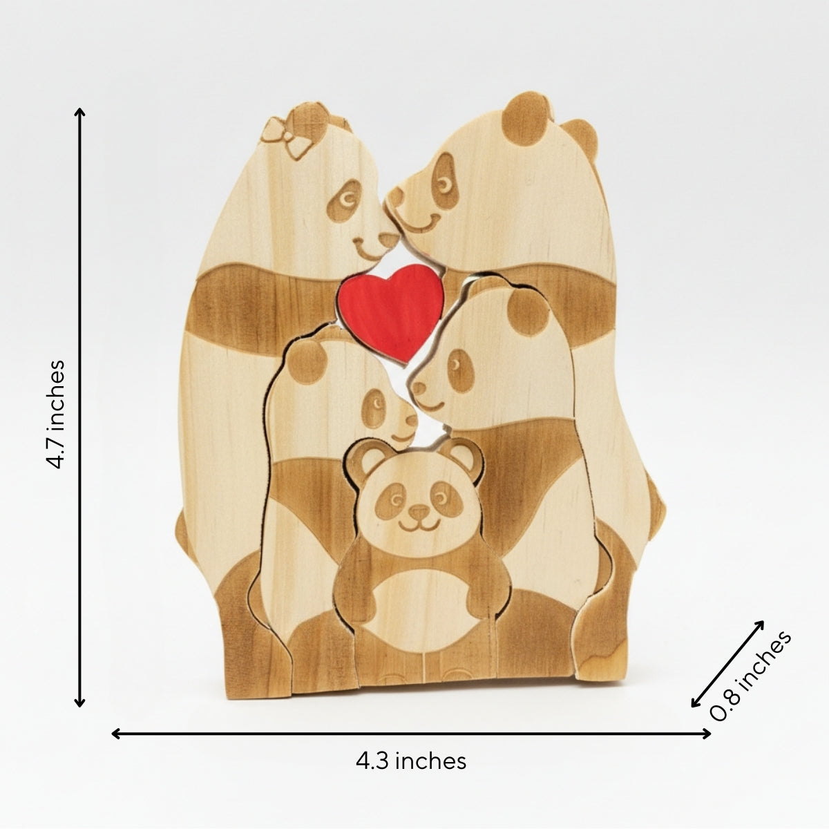 Personalized Panda Family 5 Puzzle Custom Wooden Puzzle