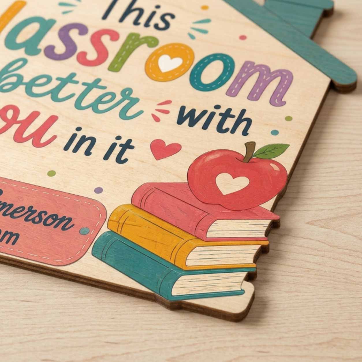 Personalized Teacher Name Wooden Sign Door Hanger Classroom Is Better With You Wooden Classroom Decor