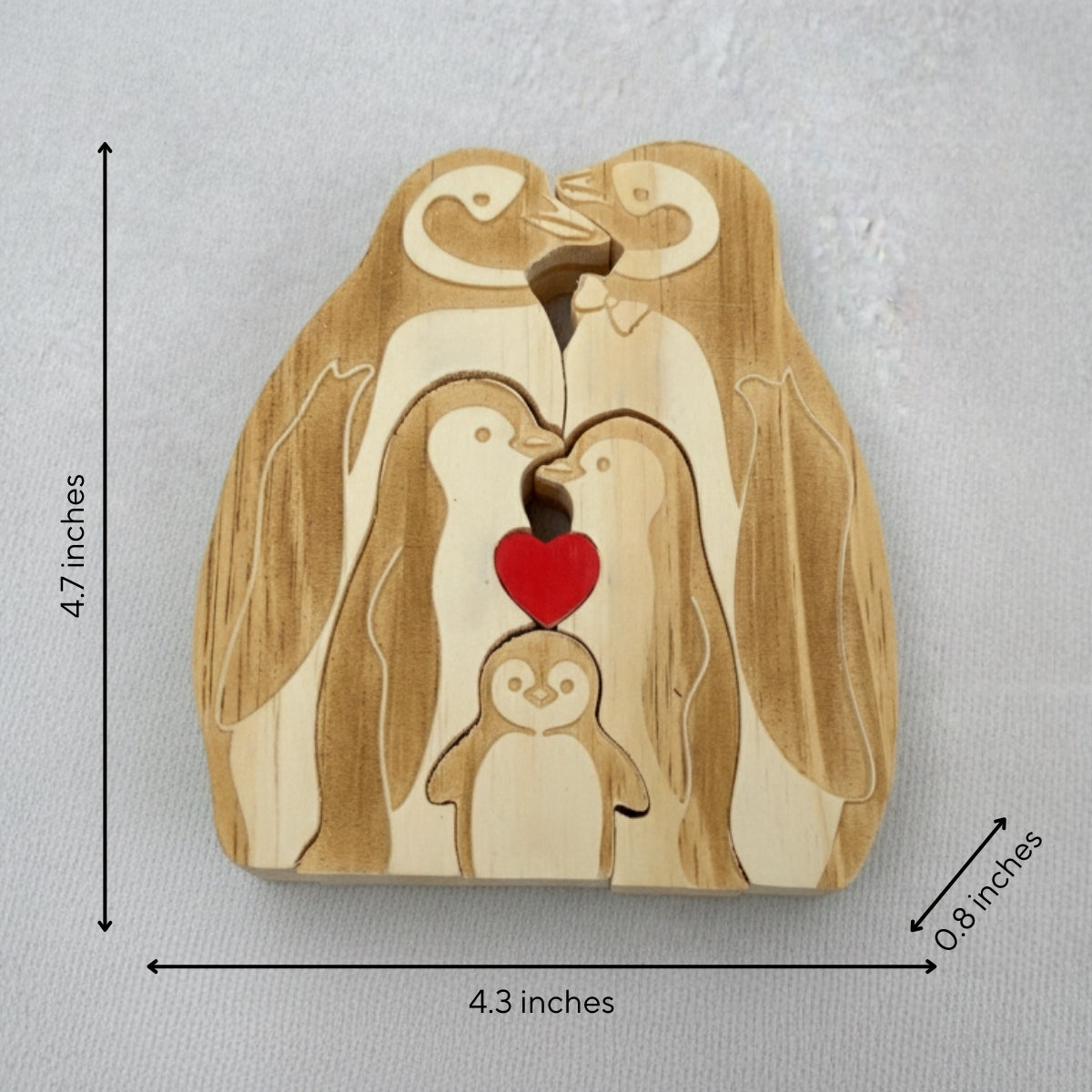 Personalized Penguin Family 5 Puzzle Custom Wooden Puzzle