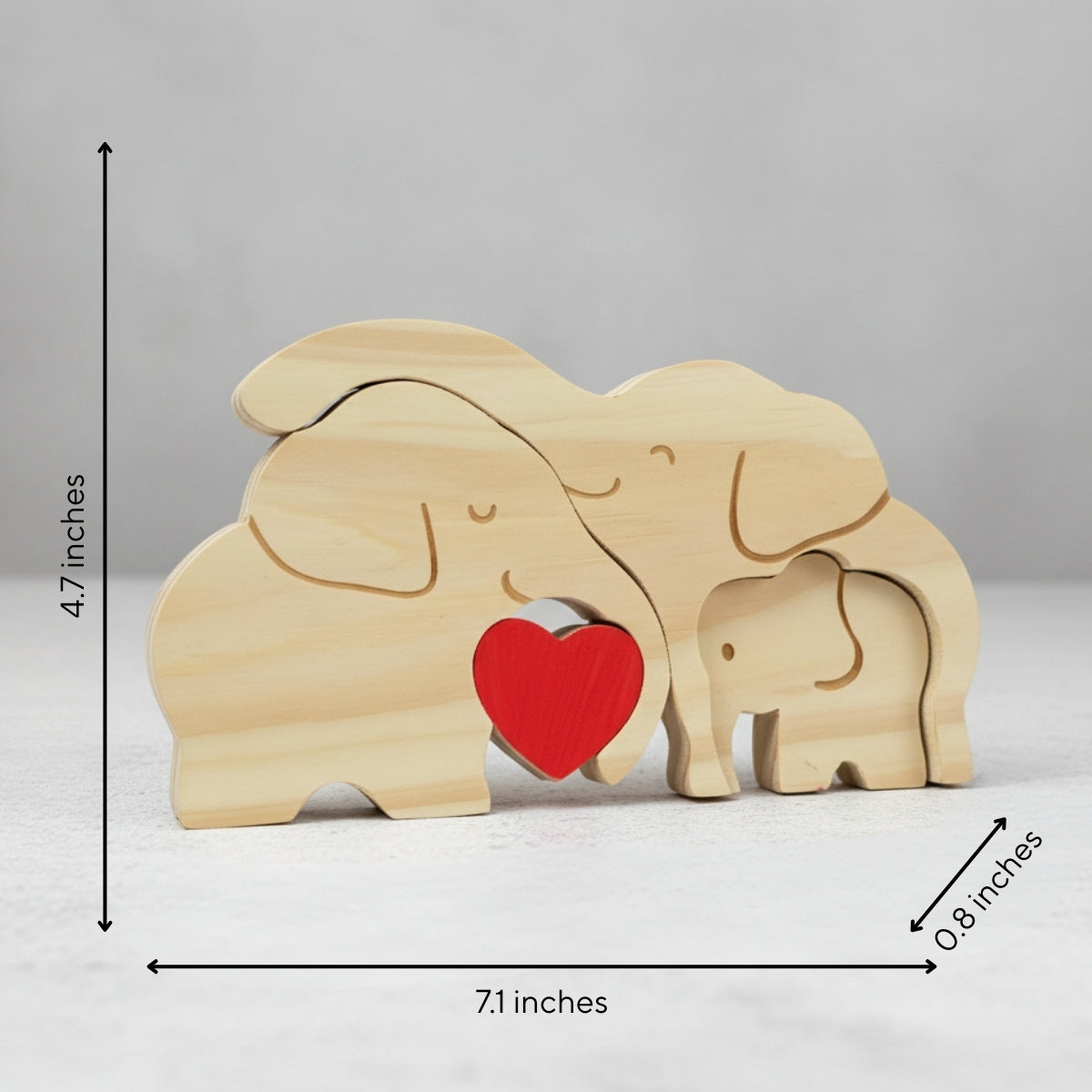 Personalized Elephant Family 3 Puzzle Custom Wooden Puzzle