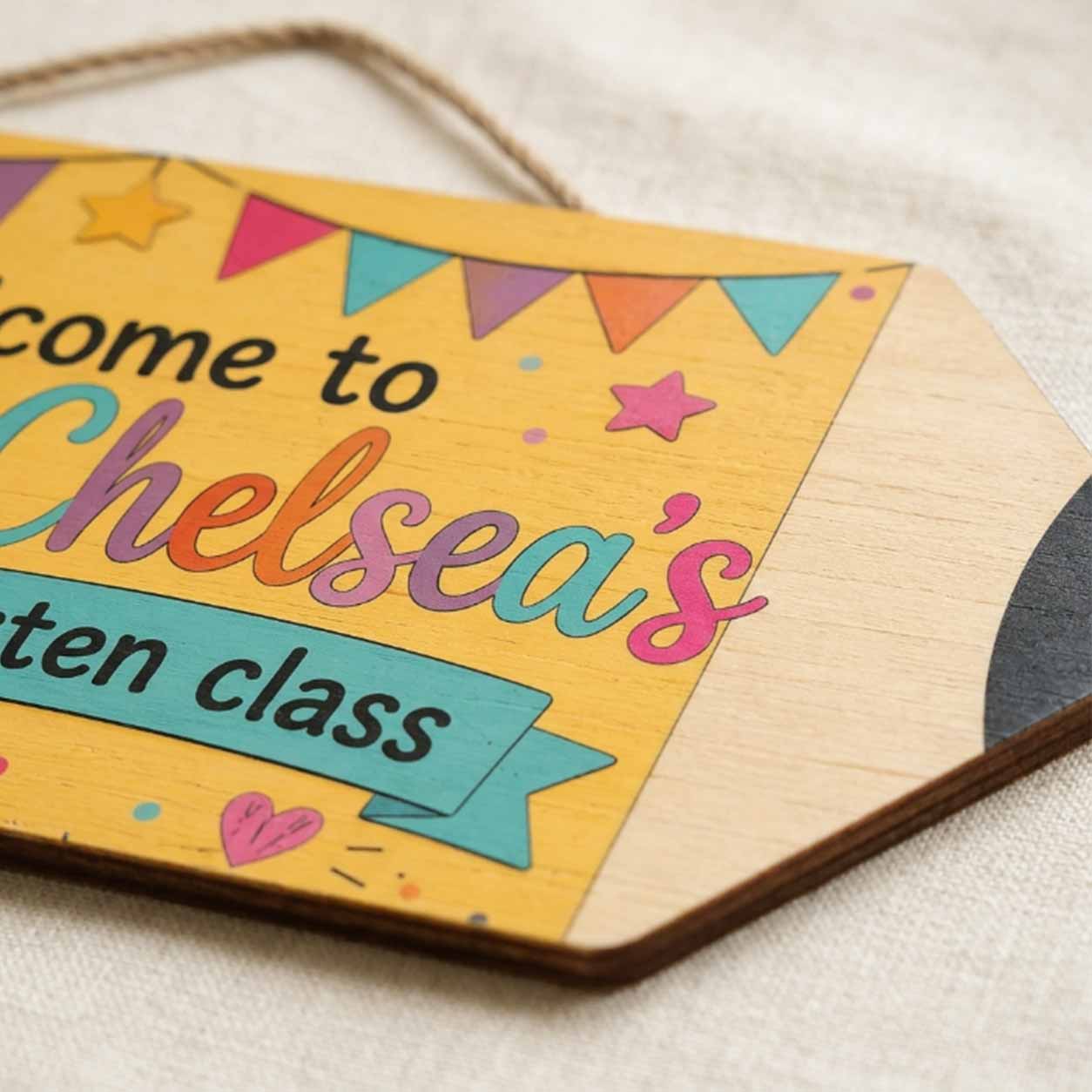 Personalized Teacher Name Wooden Sign Door Hanger Welcome To Kindergarten Class Wooden Classroom Decor