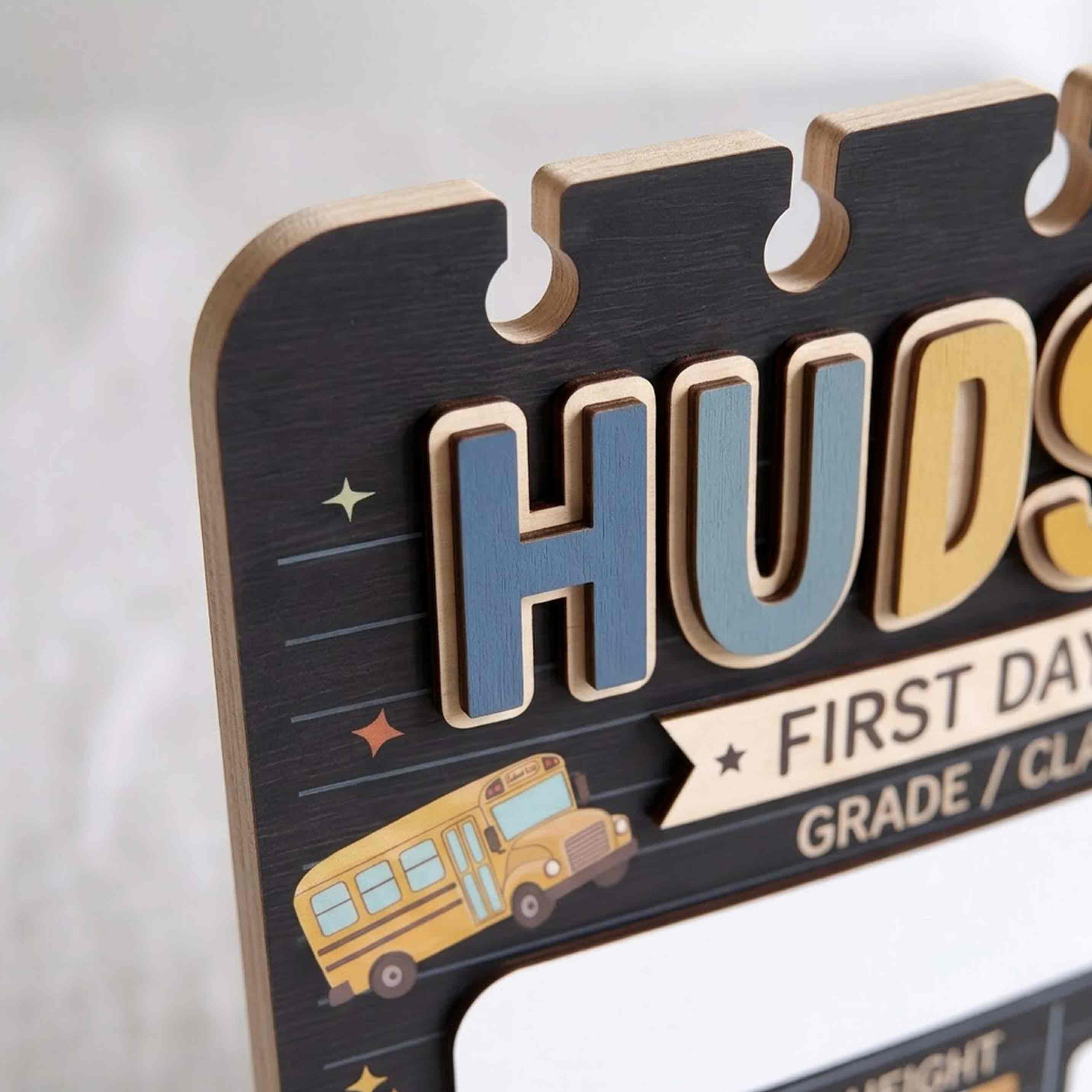 Personalized Grid Notebook Lines First & Last Day School Sign, Reusable Dry Erase Board, Back to School Sign