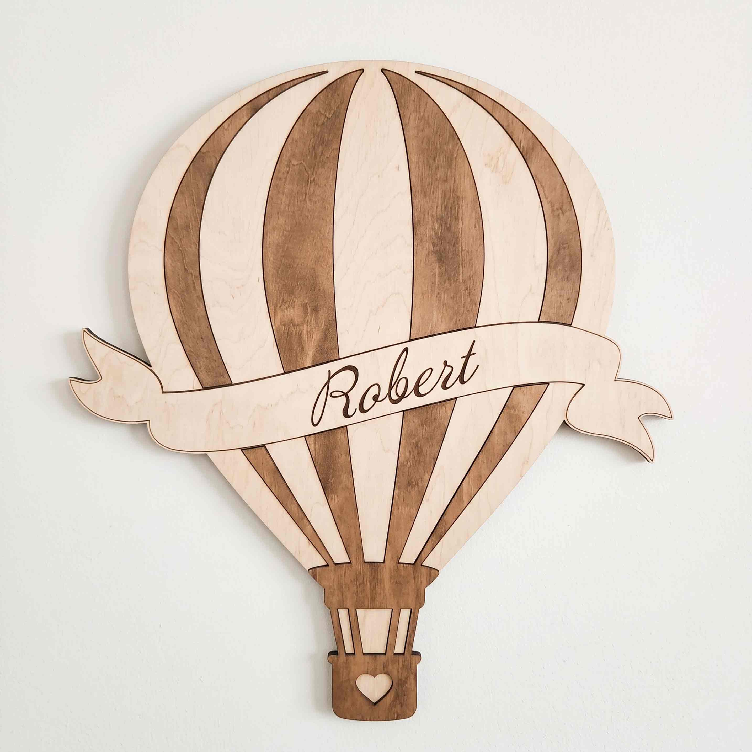 Personalized Hot Air Balloon Nursery Name Sign Wooden Baby Room Decor