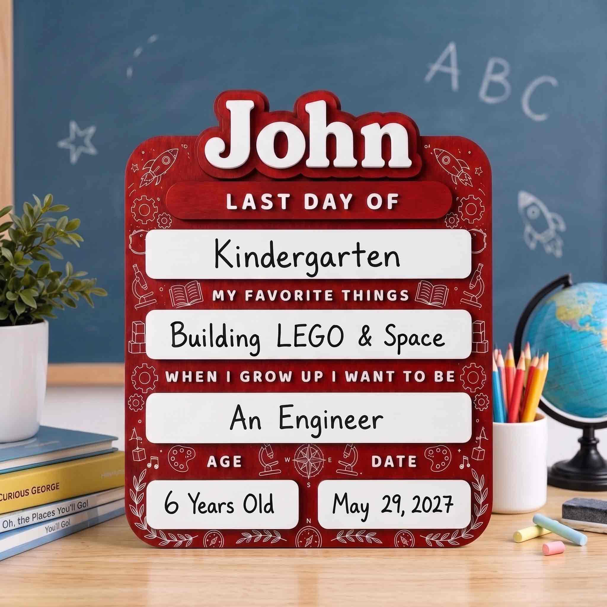 Personalized STEM Explorer First & Last Day School Board, Reusable Dry Erase Board, Back to School Sign
