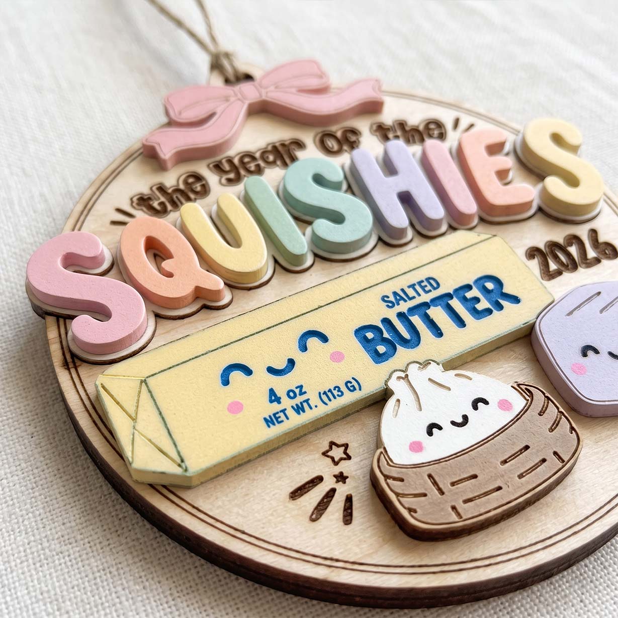 The Year of Squishies 2026 2-Layer Wooden Christmas Ornament Squishy Collector Keepsake Gift