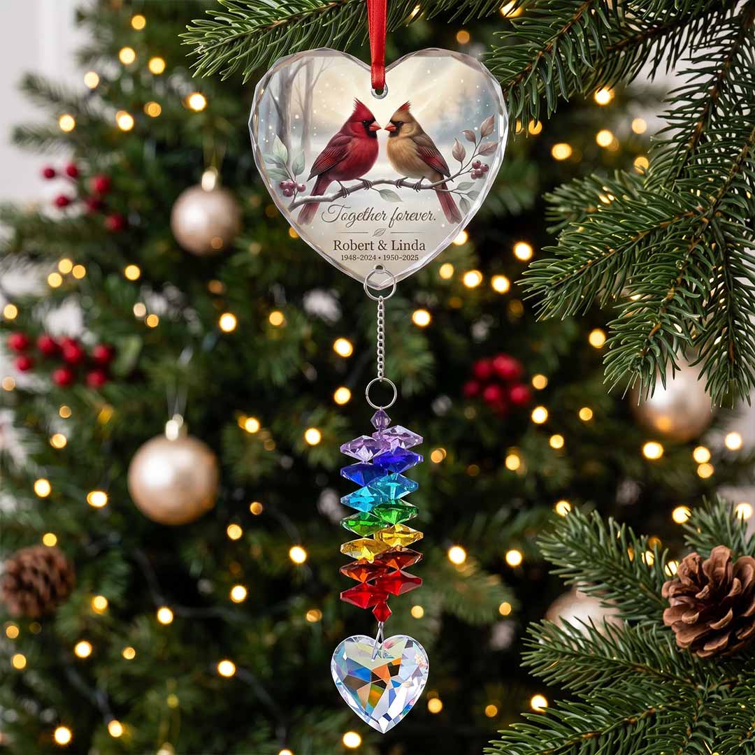 Heart Glass Ornament With Crystal Charm
