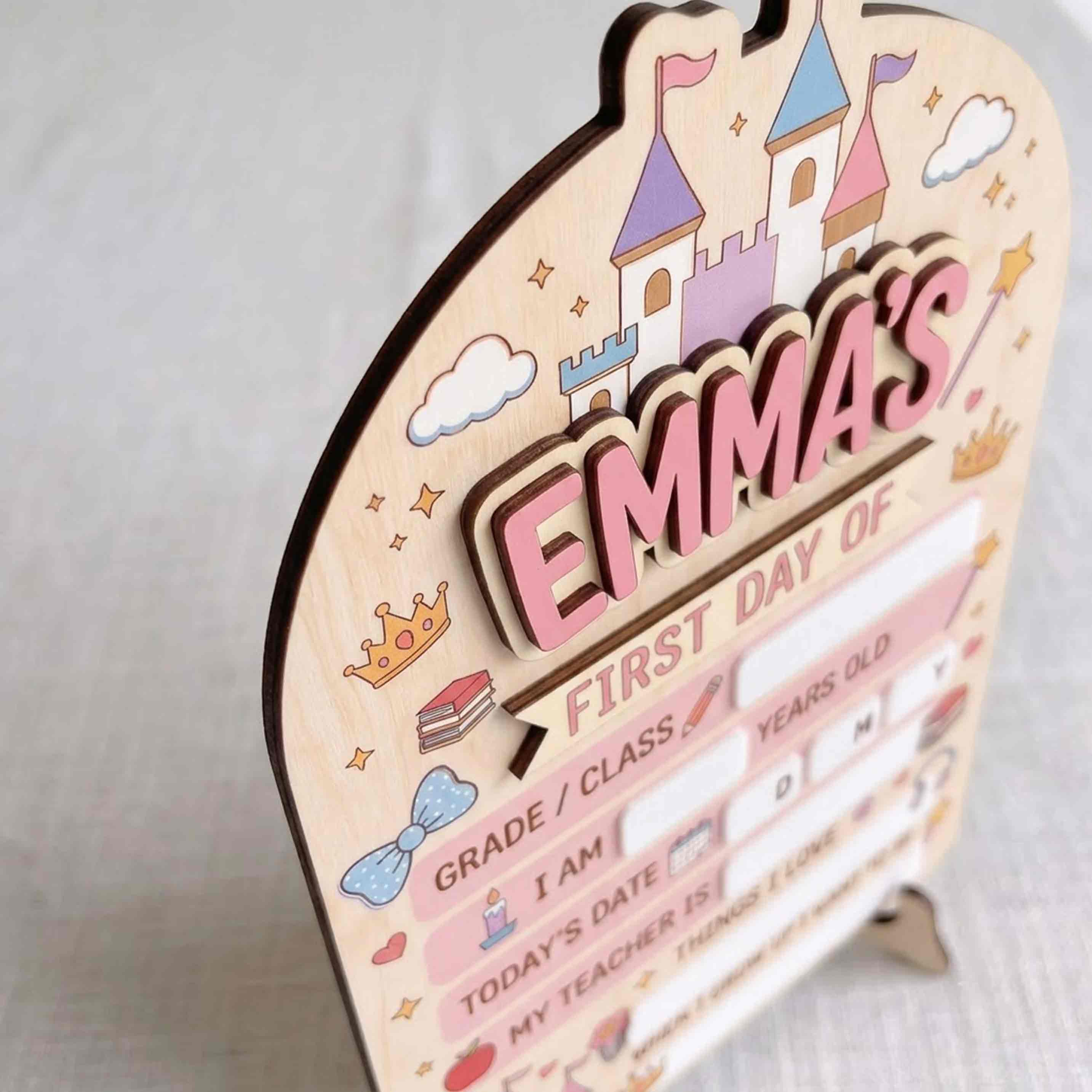 Personalized Princess School Adventure First & Last Day School Sign, Reusable Dry Erase Board, Back to School Sign