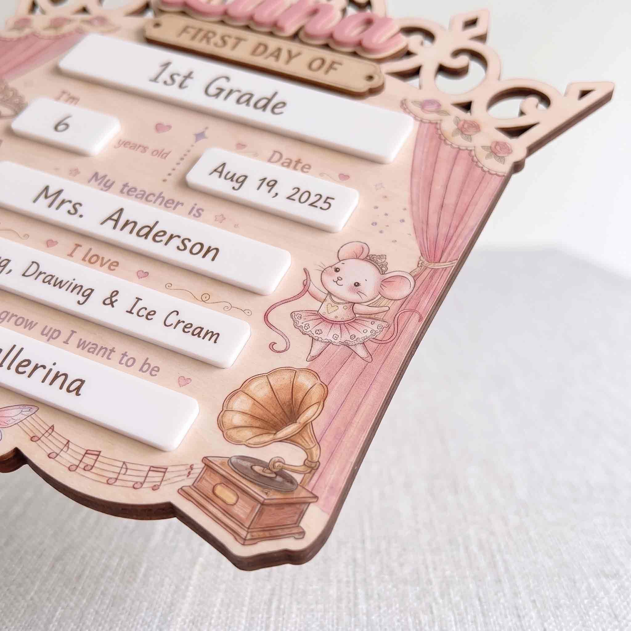Personalized Princess Crown First Day School Board, Reusable Dry Erase Board, Back to School Sign