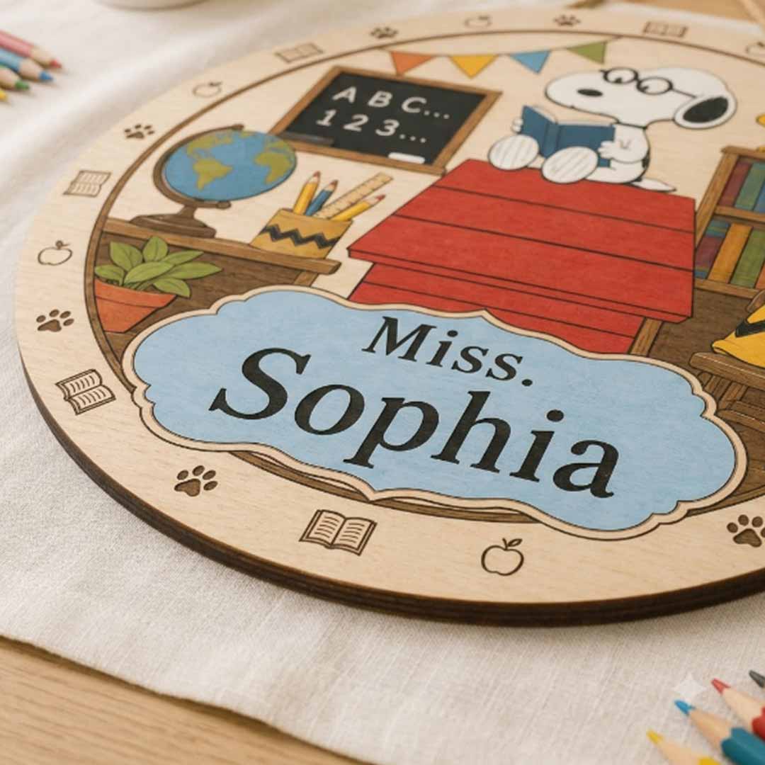 Personalized Teacher Name Wooden Sign Door Hanger Cute Classroom Vibes Wooden Classroom Decor, Back to School Sign