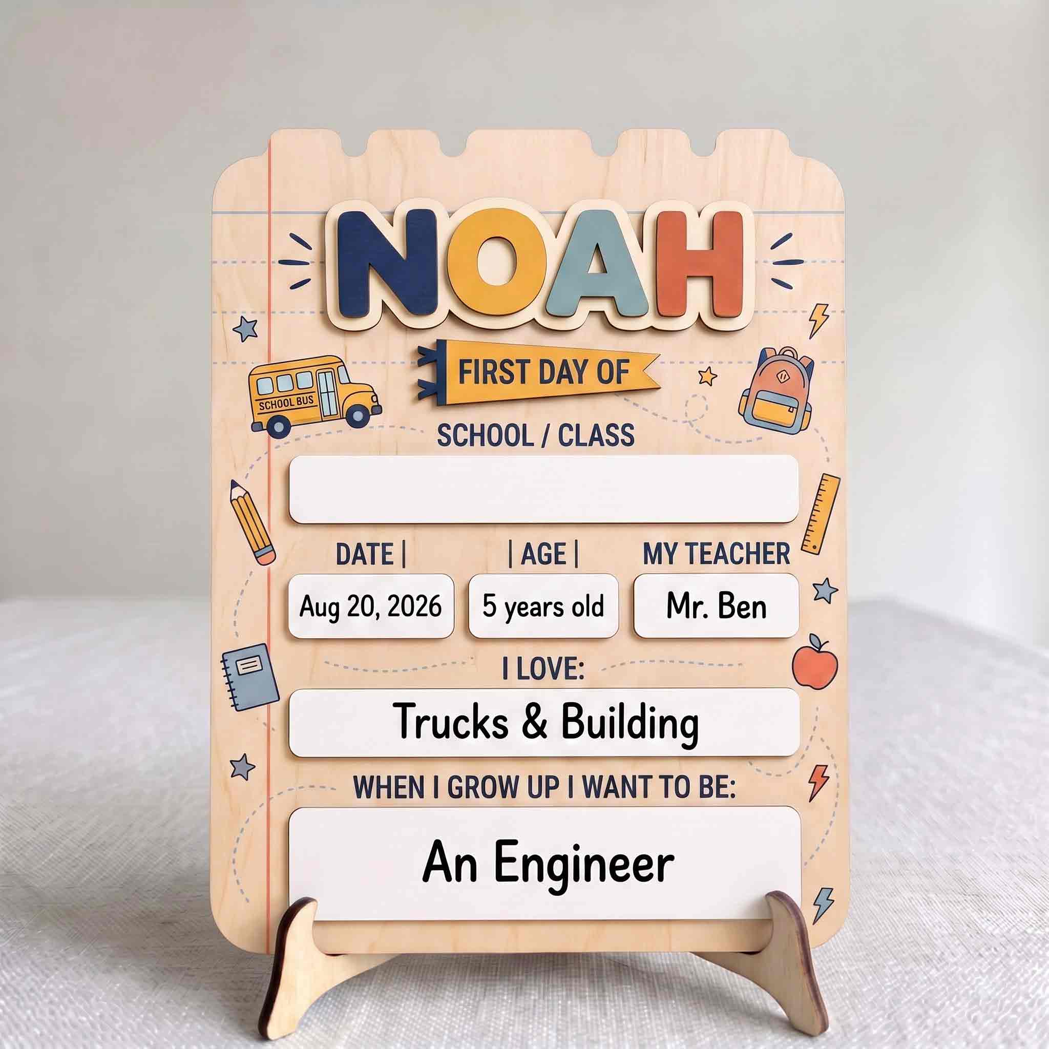 Personalized Little Learner Theme First & Last Day School Sign, Reusable Dry Erase Board, Back to School Sign