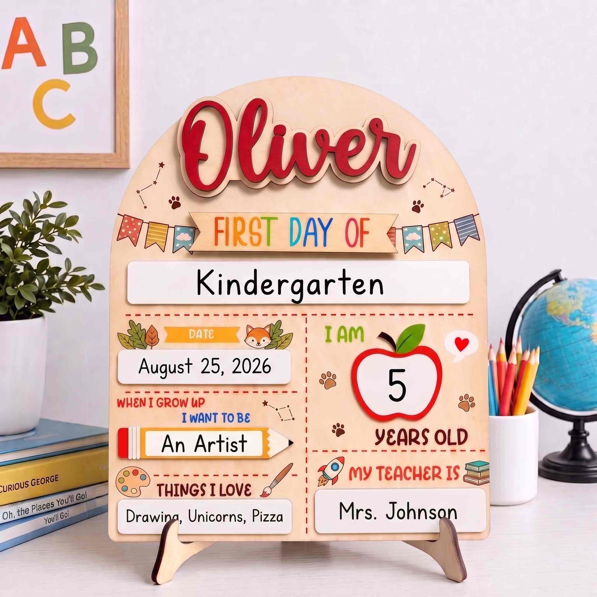 Personalized School Celebration First & Last Day School Sign, Reusable Dry Erase Board, Back to School Sign