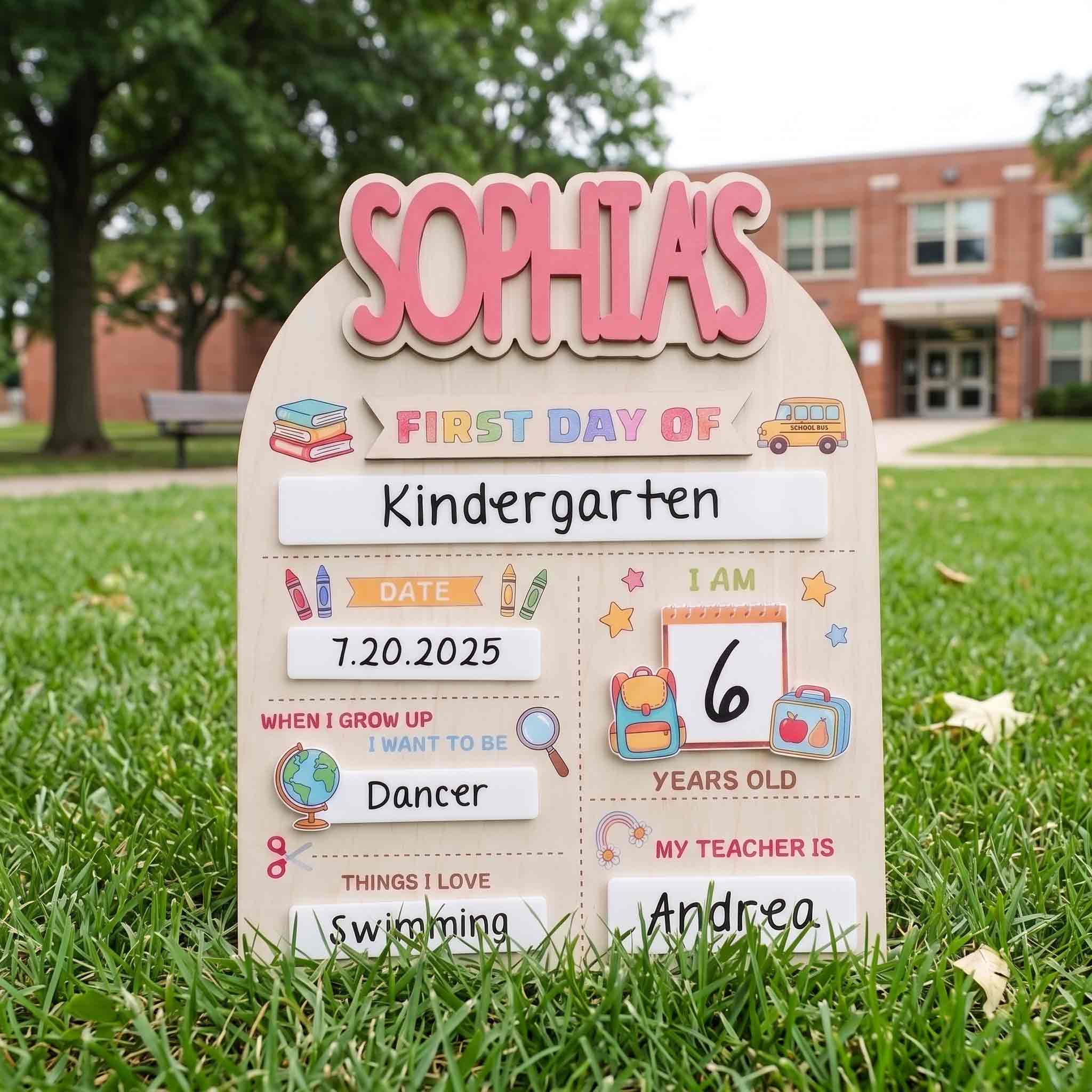 Personalized Cute First Day School Board, Reusable Dry Erase Board, Back to School Sign